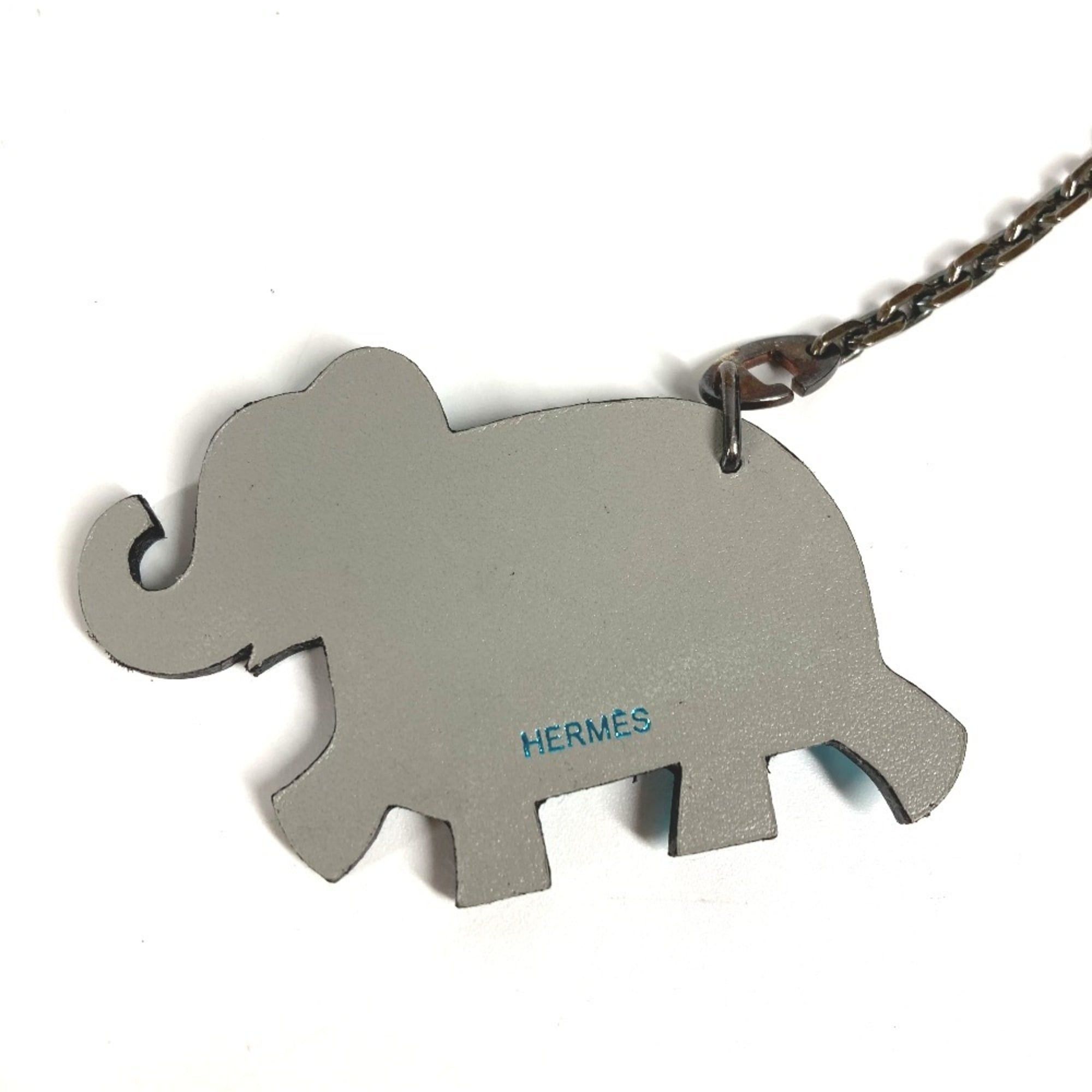 Hermes HERMES Animal Elephant Chain Bag Charm Keychain Leather Men's Women's Gray Size ONE SIZE - 5 Thumbnail