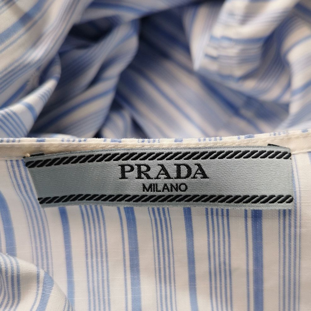 Prada Prada Striped Cotton Ruffled Dress Size 42 0089 Size L / US 10 / IT 46 - 4 Thumbnail
