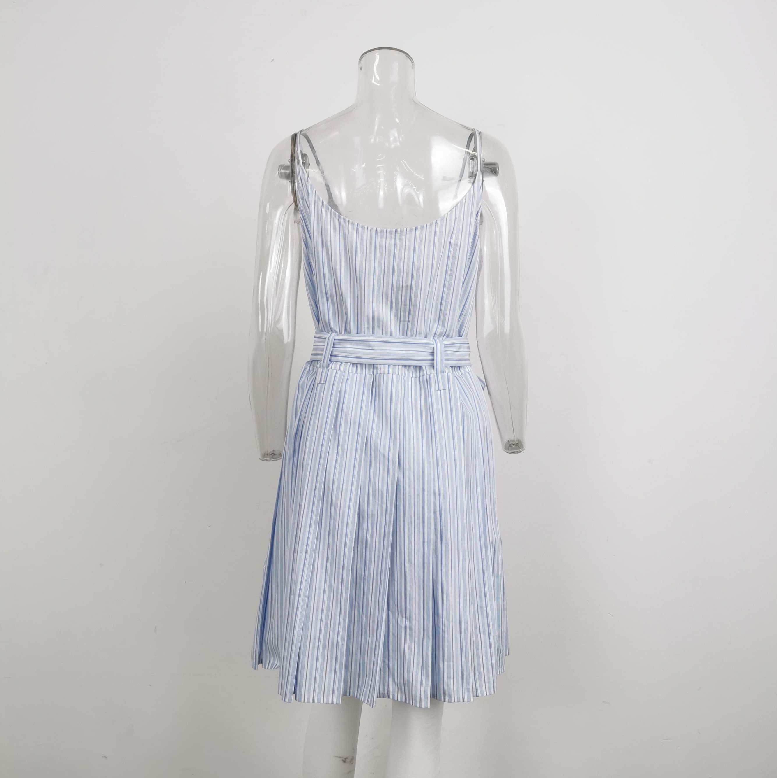 Prada Prada Striped Cotton Ruffled Dress Size 42 0089 Size L / US 10 / IT 46 - 2 Thumbnail