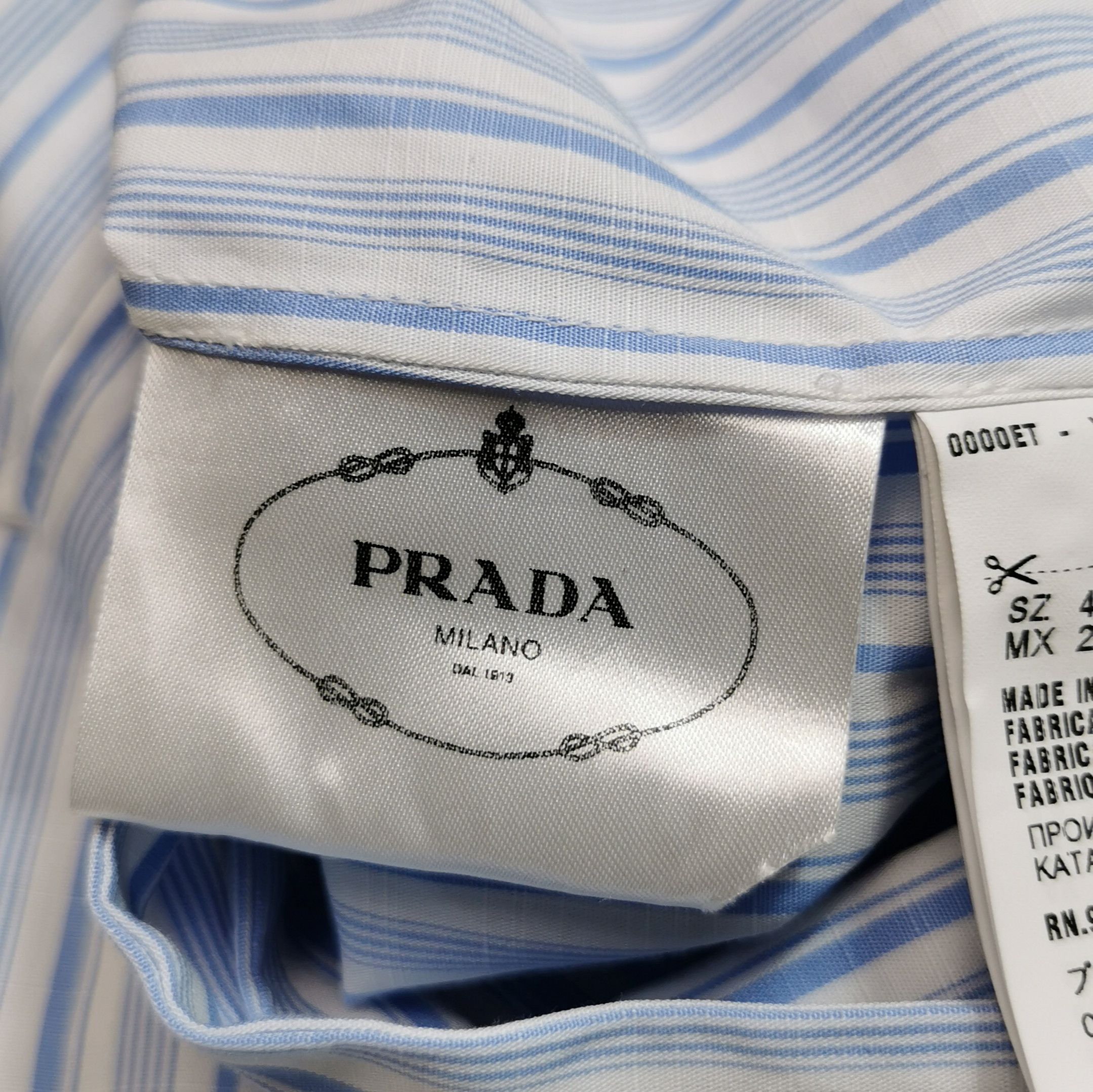 Prada Prada Striped Cotton Ruffled Dress Size 42 0089 Size L / US 10 / IT 46 - 8 Thumbnail