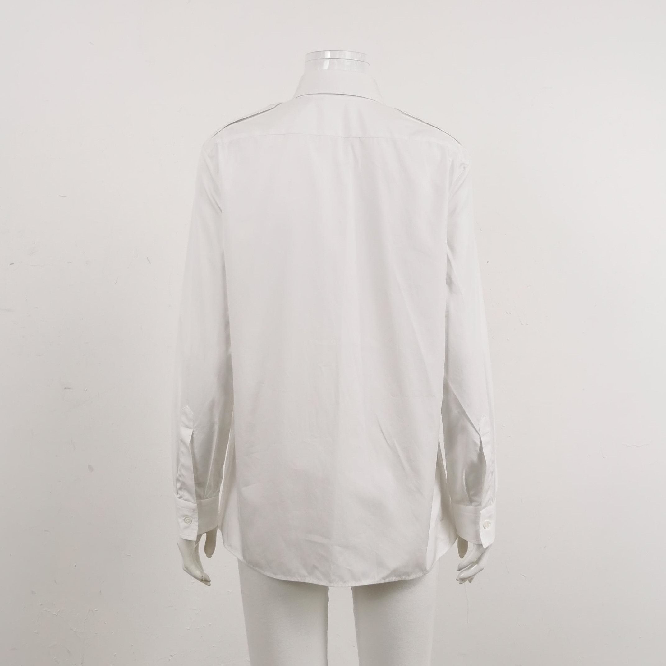 Prada Prada White Cotton Long Sleeve Shirt with Tie 0089 Size S / US 4 / IT 40 - 2 Thumbnail