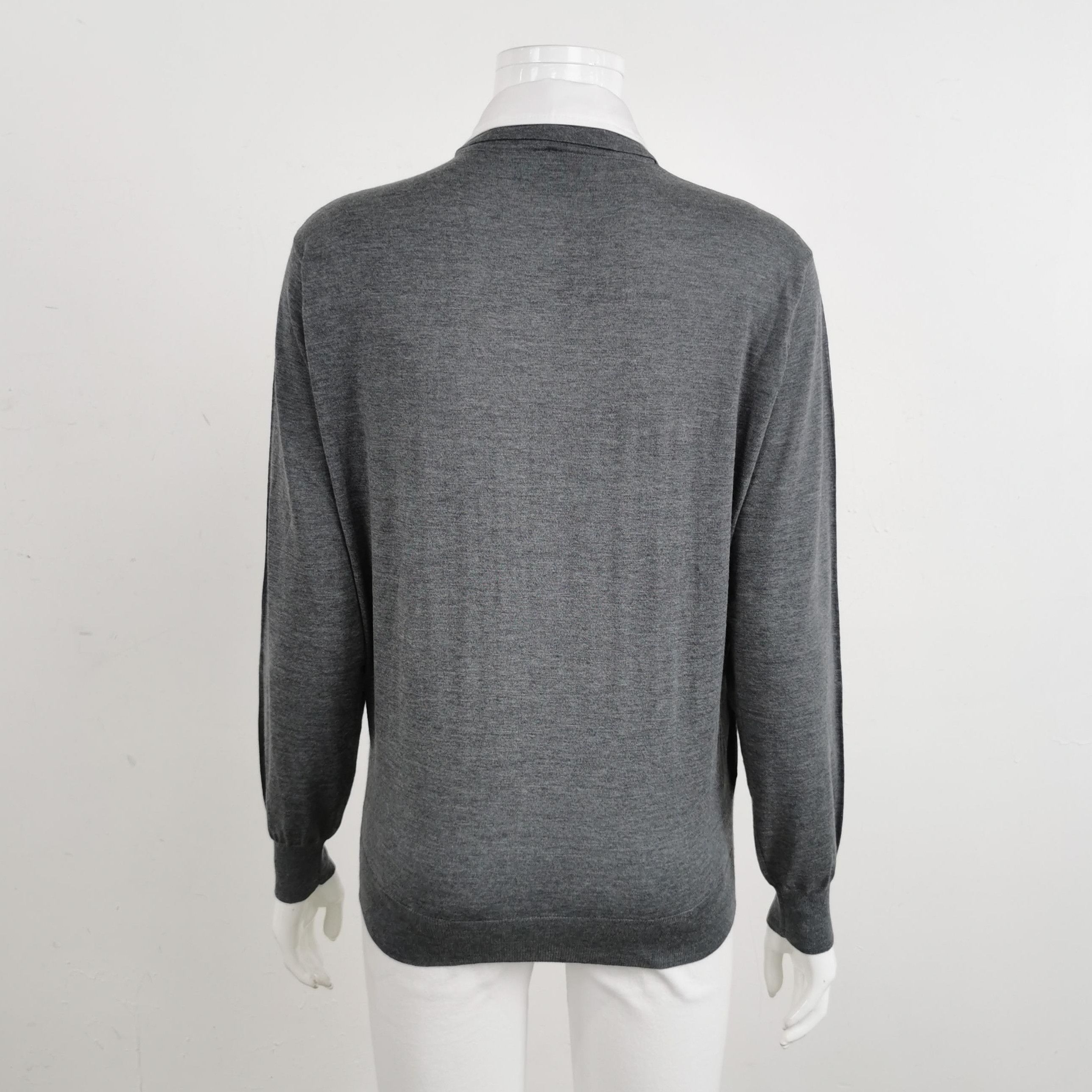 Prada Prada Grey Colorblock Long Sleeve Knit Polo 0089 Size S / US 4 / IT 40 - 2 Thumbnail