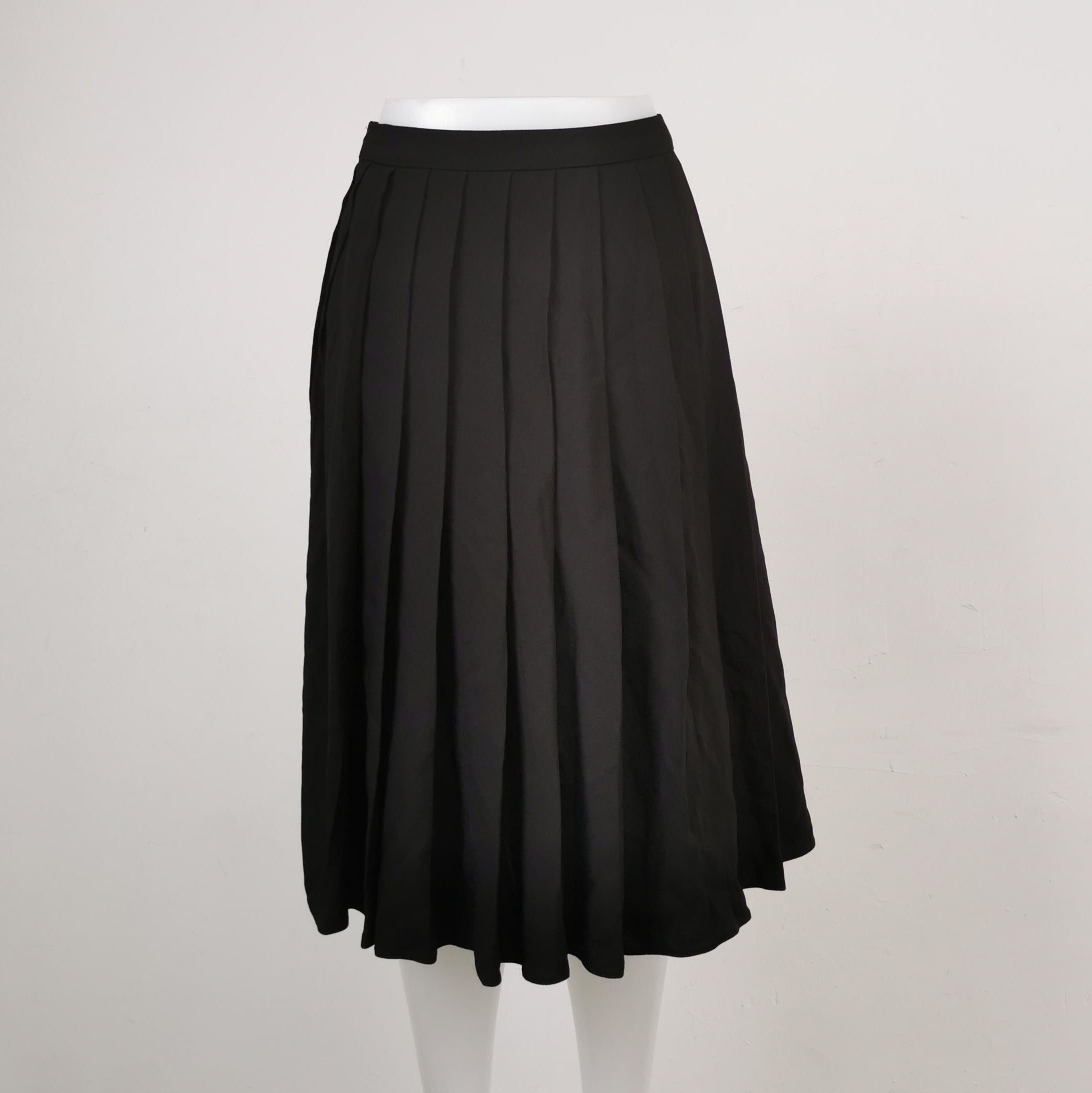 Prada Prada Pleated Black Midi Skirt Size 36 0089 Size 22" - 2 Thumbnail