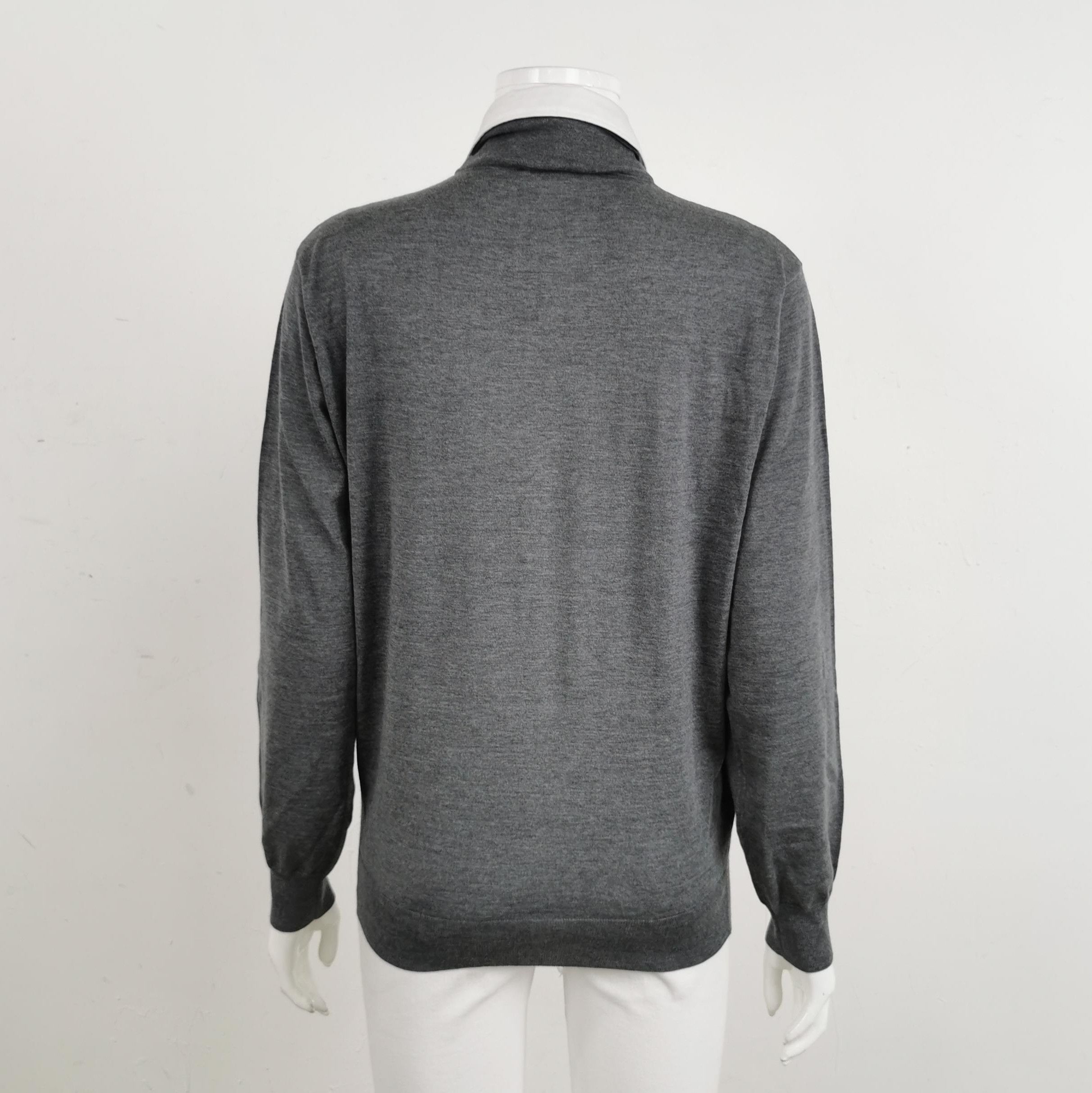 Prada Prada Grey Wool Knit Polo Long Sleeve Sweater 0089 Size S / US 4 / IT 40 - 2 Thumbnail