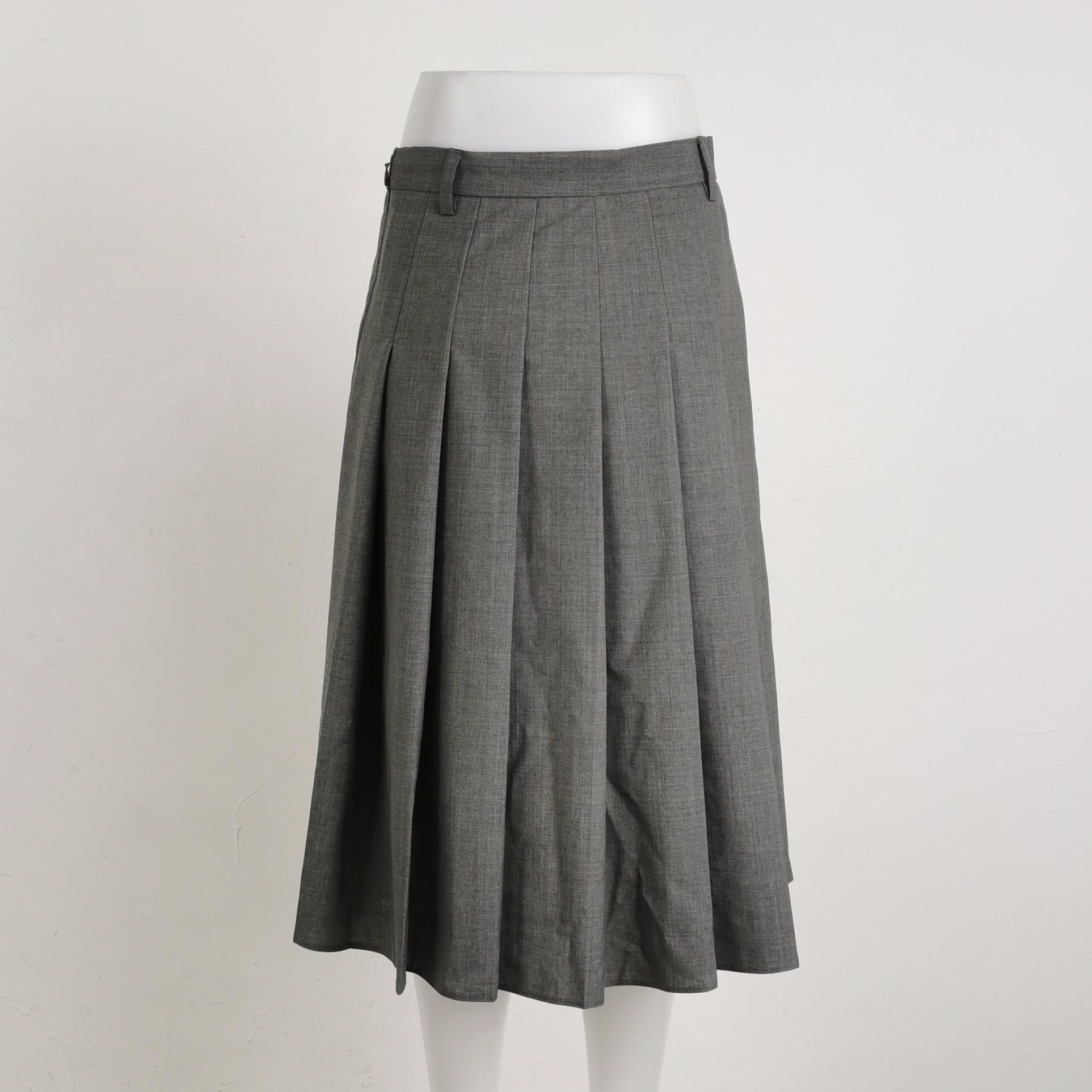 Prada Prada Gray Pleated Wool Midi Skirt 0089 Size 38" / US 16 / IT 52 - 2 Thumbnail