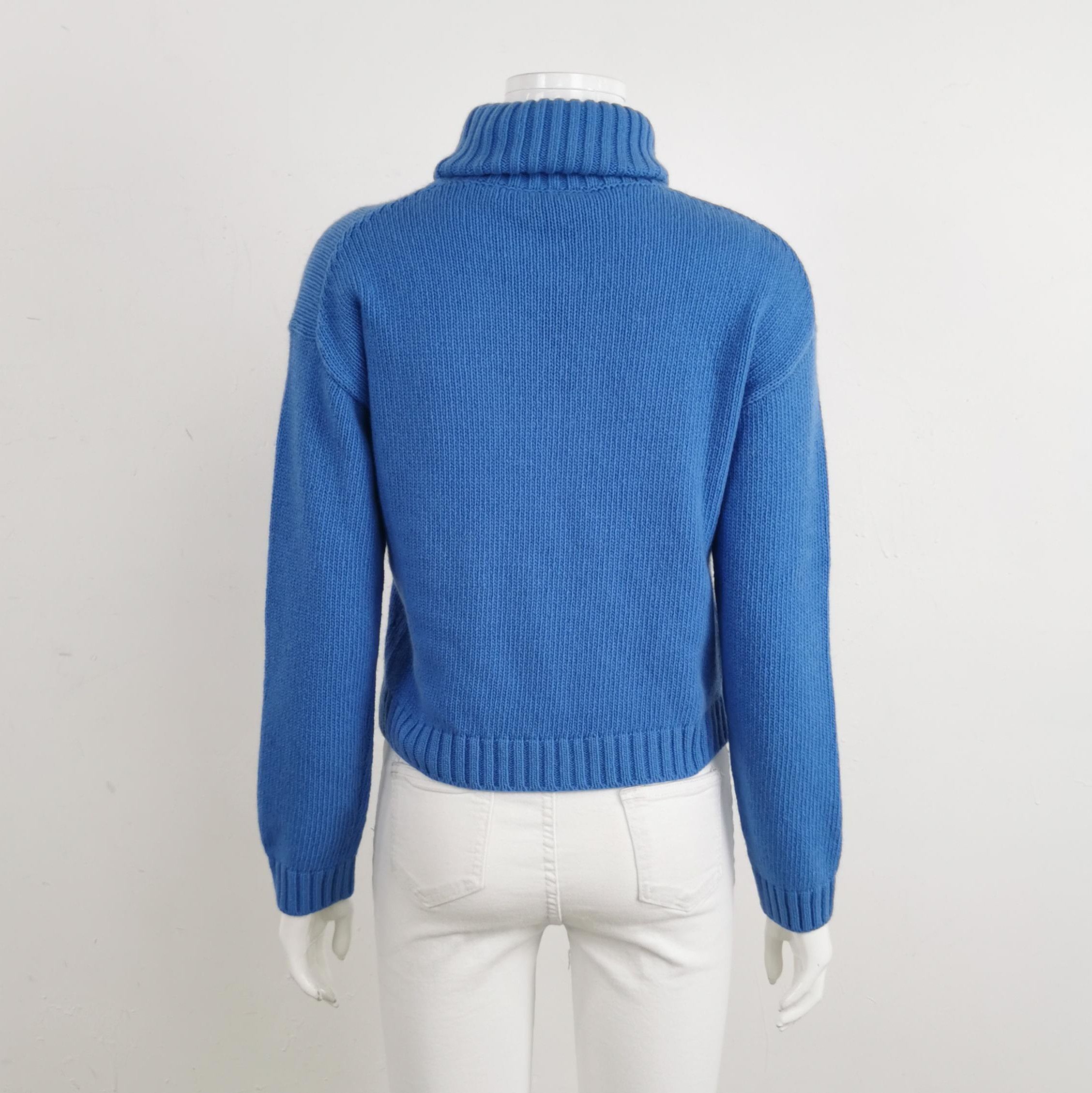 Prada Prada Blue Wool Cashmere Blend Turtleneck Sweater 0089 Size XS / US 0-2 / IT 36-38 - 2 Thumbnail
