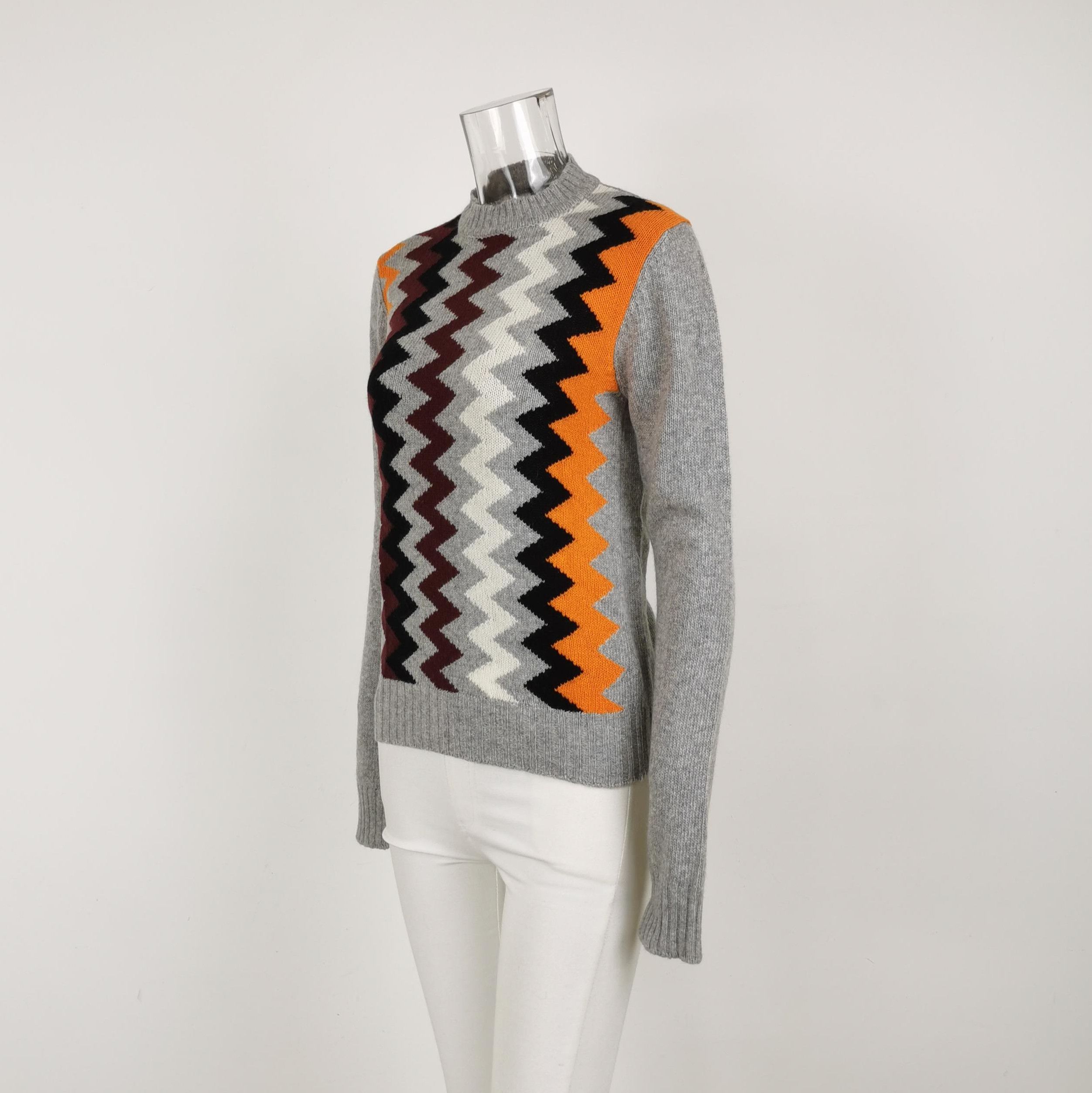 Prada Prada Colorful Knit Sweater with Zigzag Design 0089 Size L / US 10 / IT 46 - 2 Thumbnail