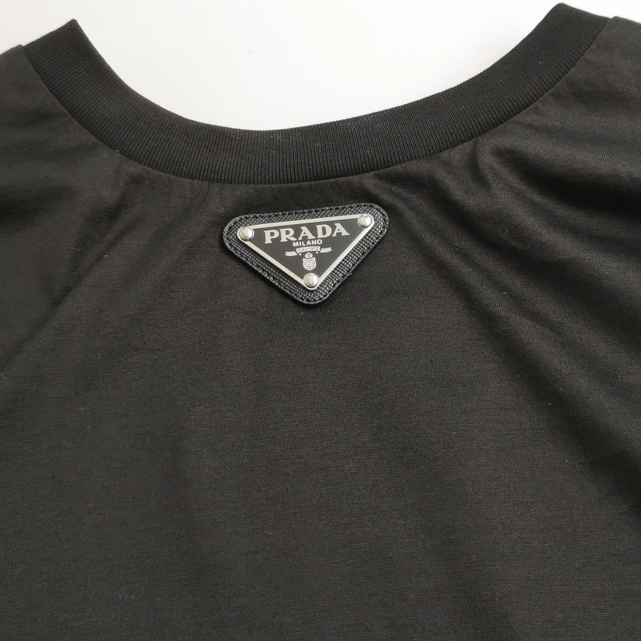 Prada Prada Black Cotton Logo T-Shirt XXS - dmc Size XXS / US 00 / IT 34 - 3 Thumbnail