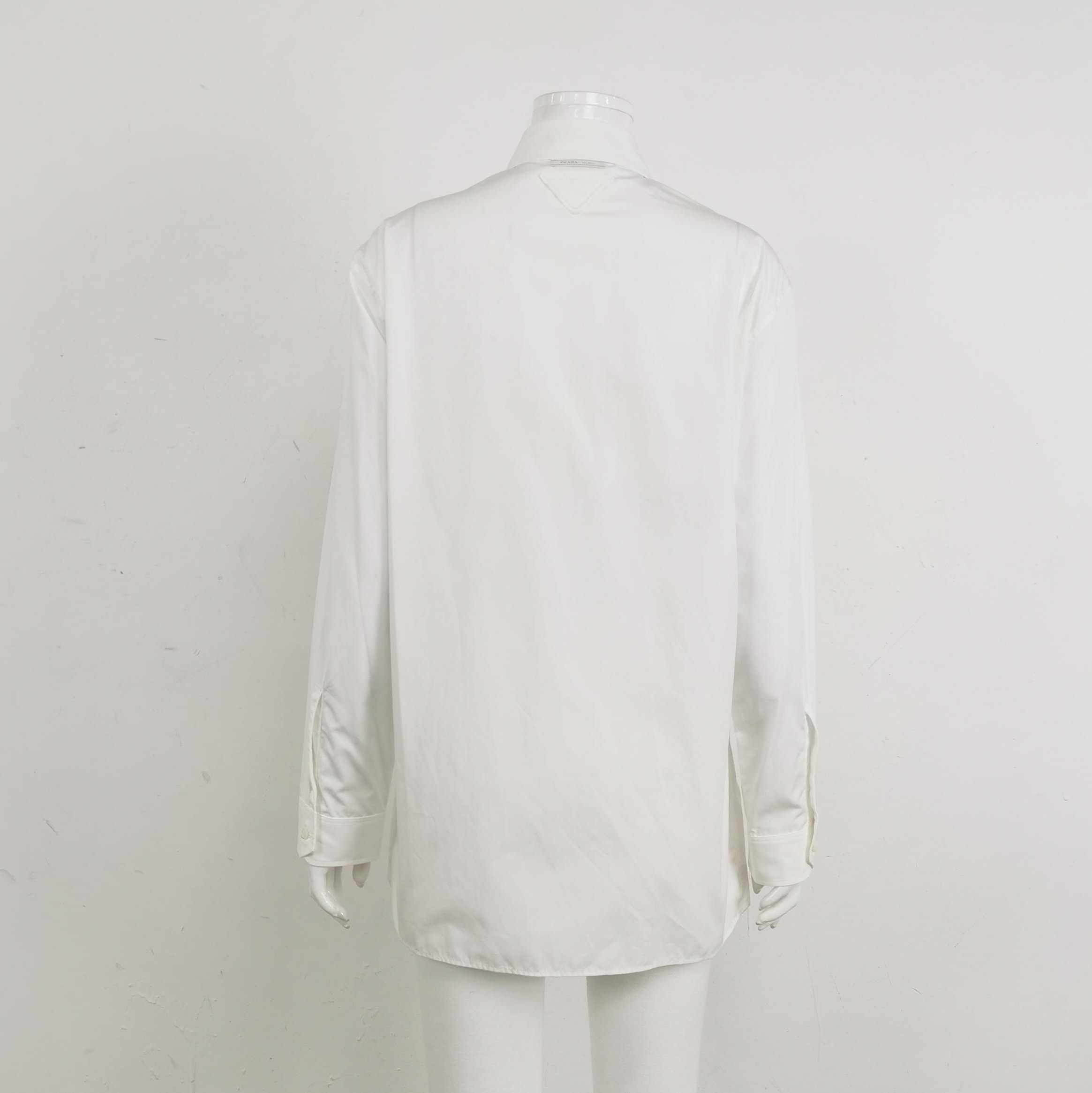Prada Prada Classic White Cotton Ruffled Shirt - dmc Size S / US 4 / IT 40 - 2 Thumbnail