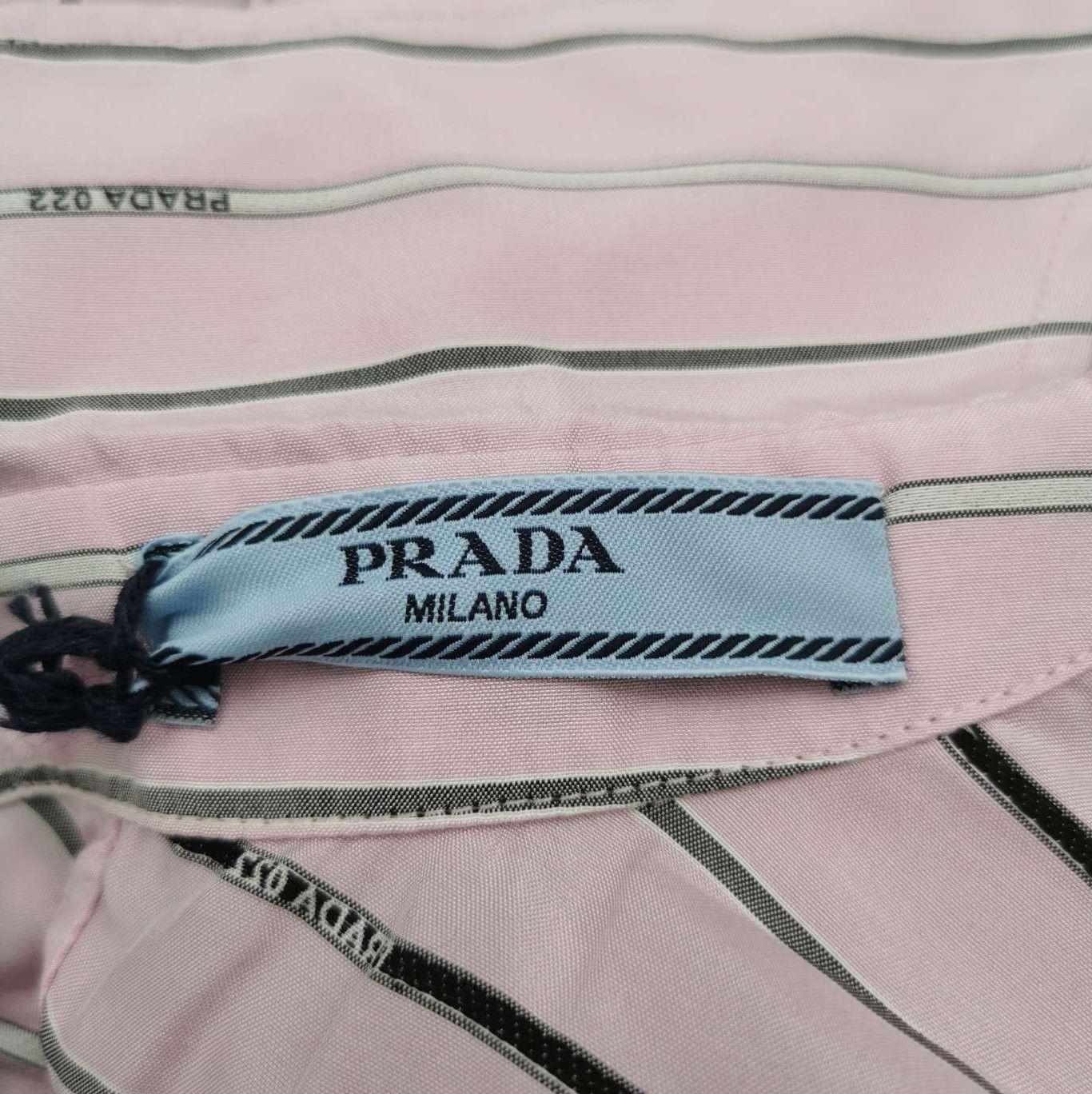 Prada Prada Striped Silk Midi Dress with Belt - dmc Size XXS / US 00 / IT 34 - 9 Thumbnail