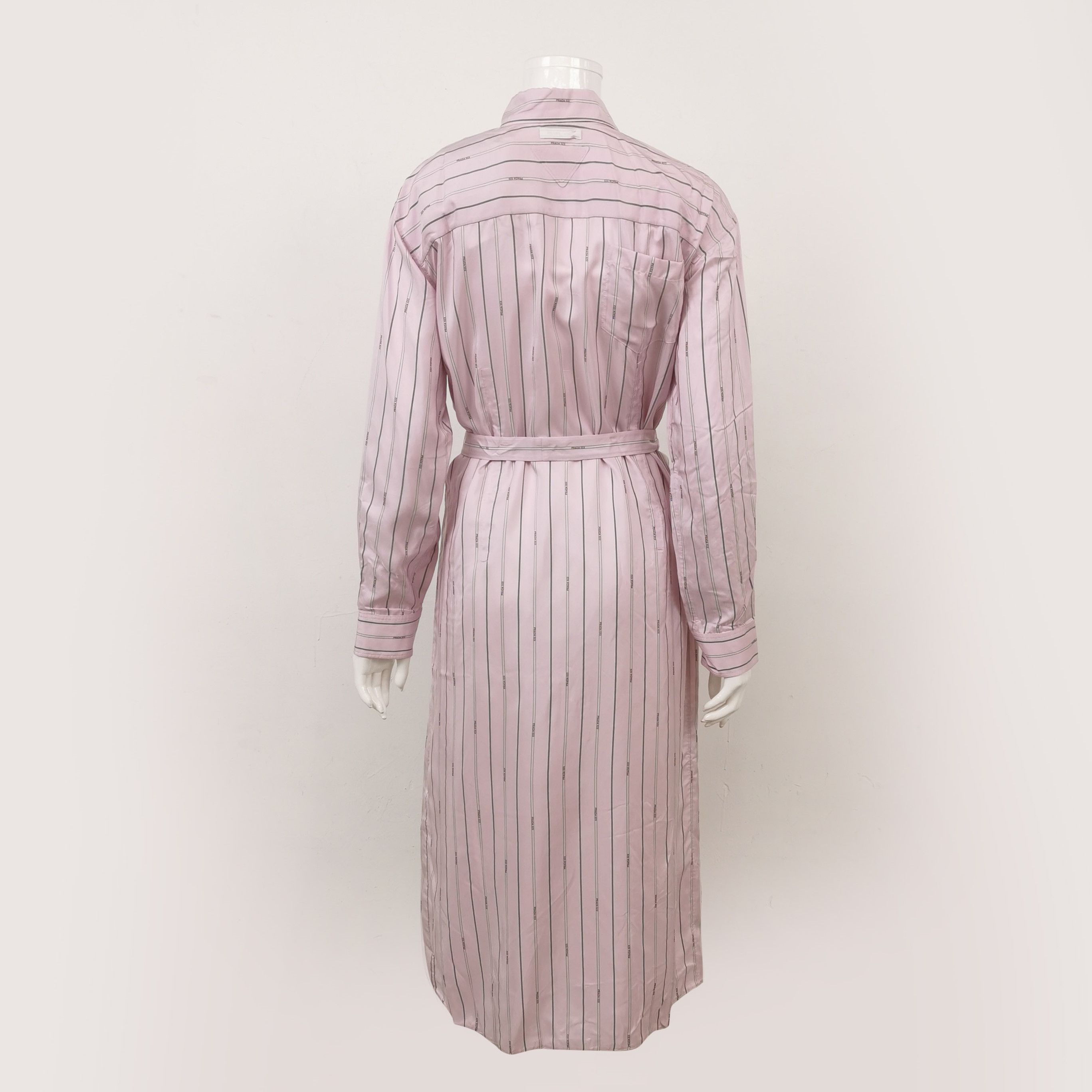 Prada Prada Striped Silk Midi Dress with Belt - dmc Size XXS / US 00 / IT 34 - 2 Thumbnail