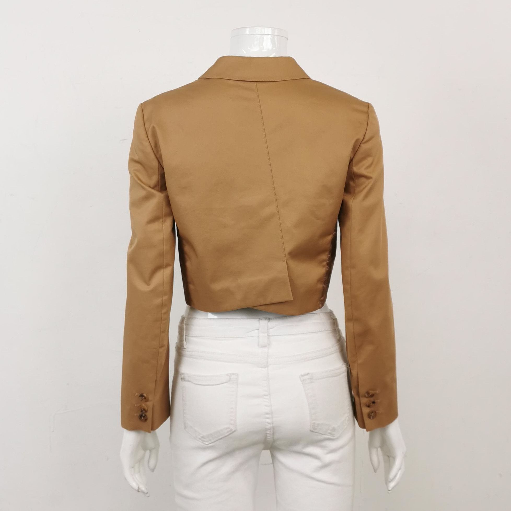Prada Prada Cropped Double-Breasted Cotton Jacket - dmc Size S / US 4 / IT 40 - 2 Thumbnail