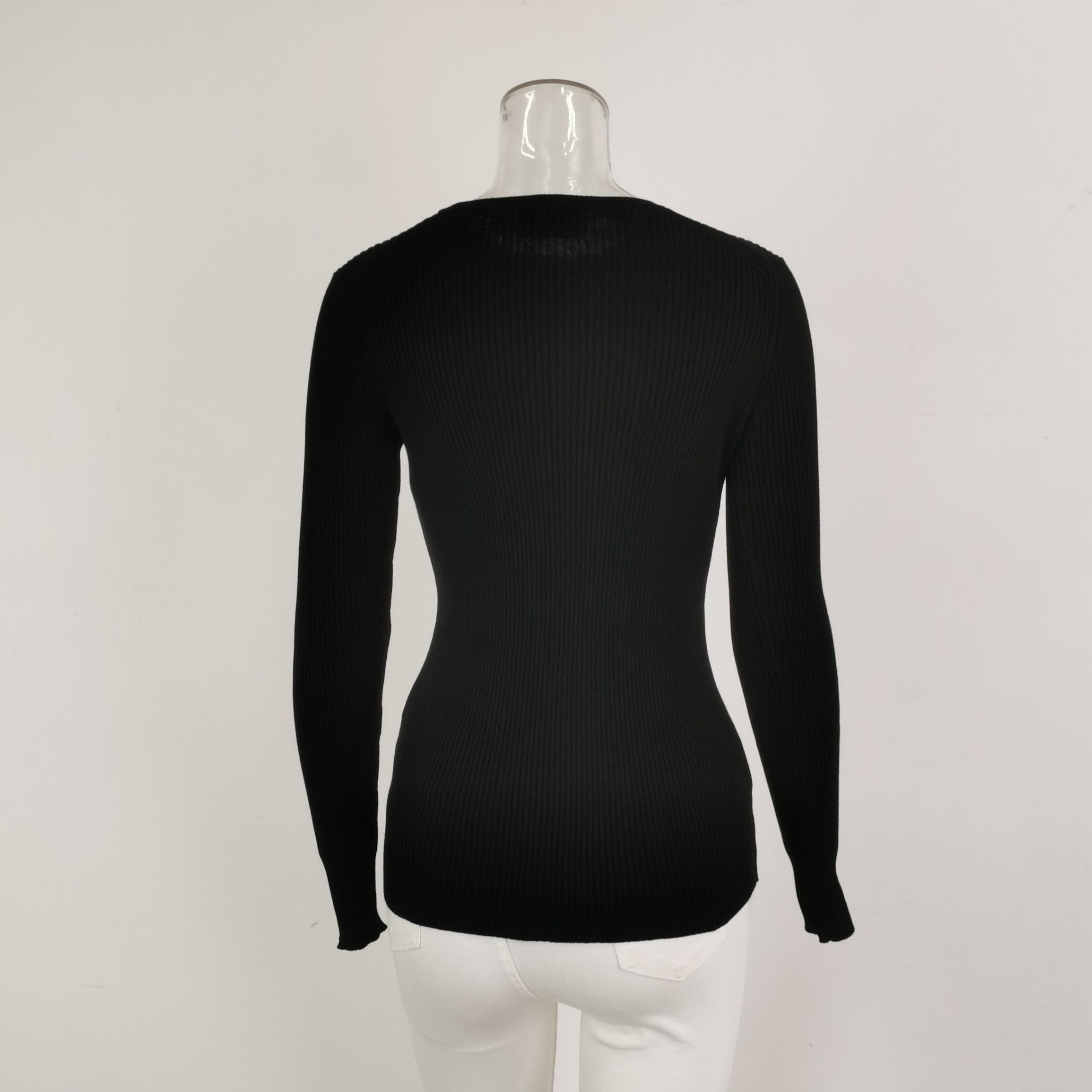 Prada Prada Black Ribbed Knit Long Sleeve Top - dmc Size S / US 4 / IT 40 - 3 Thumbnail