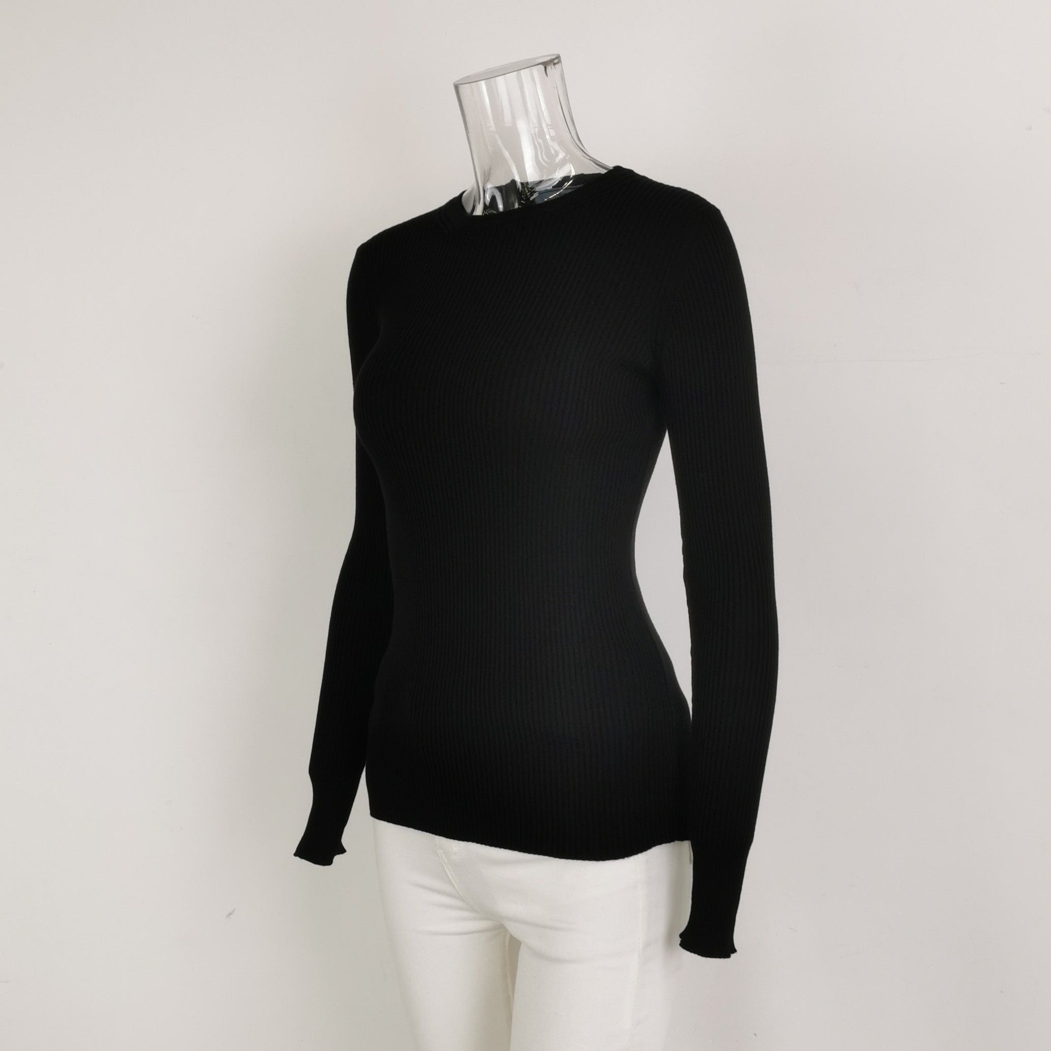 Prada Prada Black Ribbed Knit Long Sleeve Top - dmc Size S / US 4 / IT 40 - 2 Thumbnail