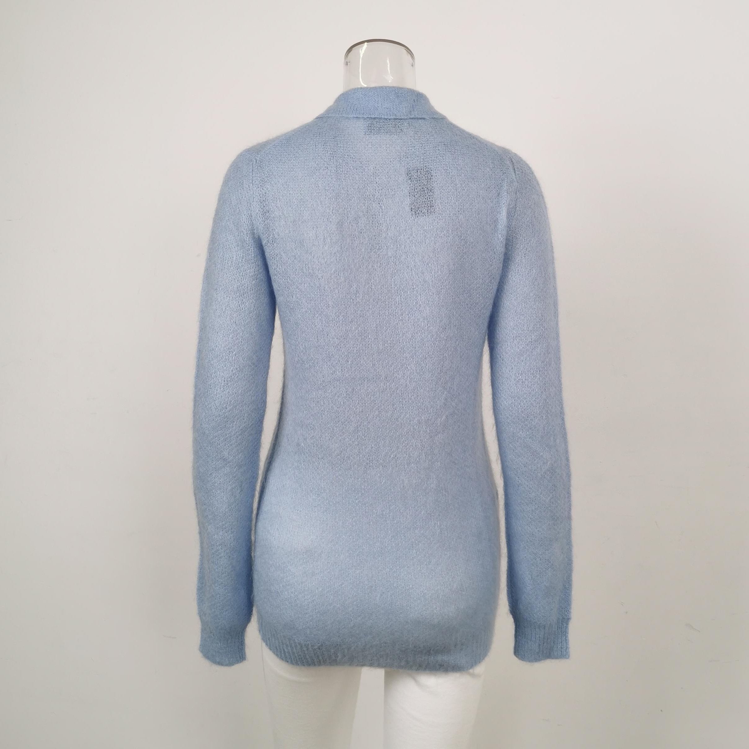 Prada Prada Soft Blue Wool Blend Polo Sweater - dmc Size M / US 6-8 / IT 42-44 - 2 Thumbnail