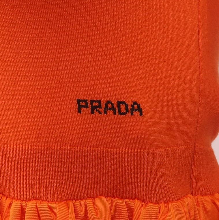 Prada Prada Orange Wool Logo Dress for Women - dmc Size M / US 6-8 / IT 42-44 - 3 Thumbnail
