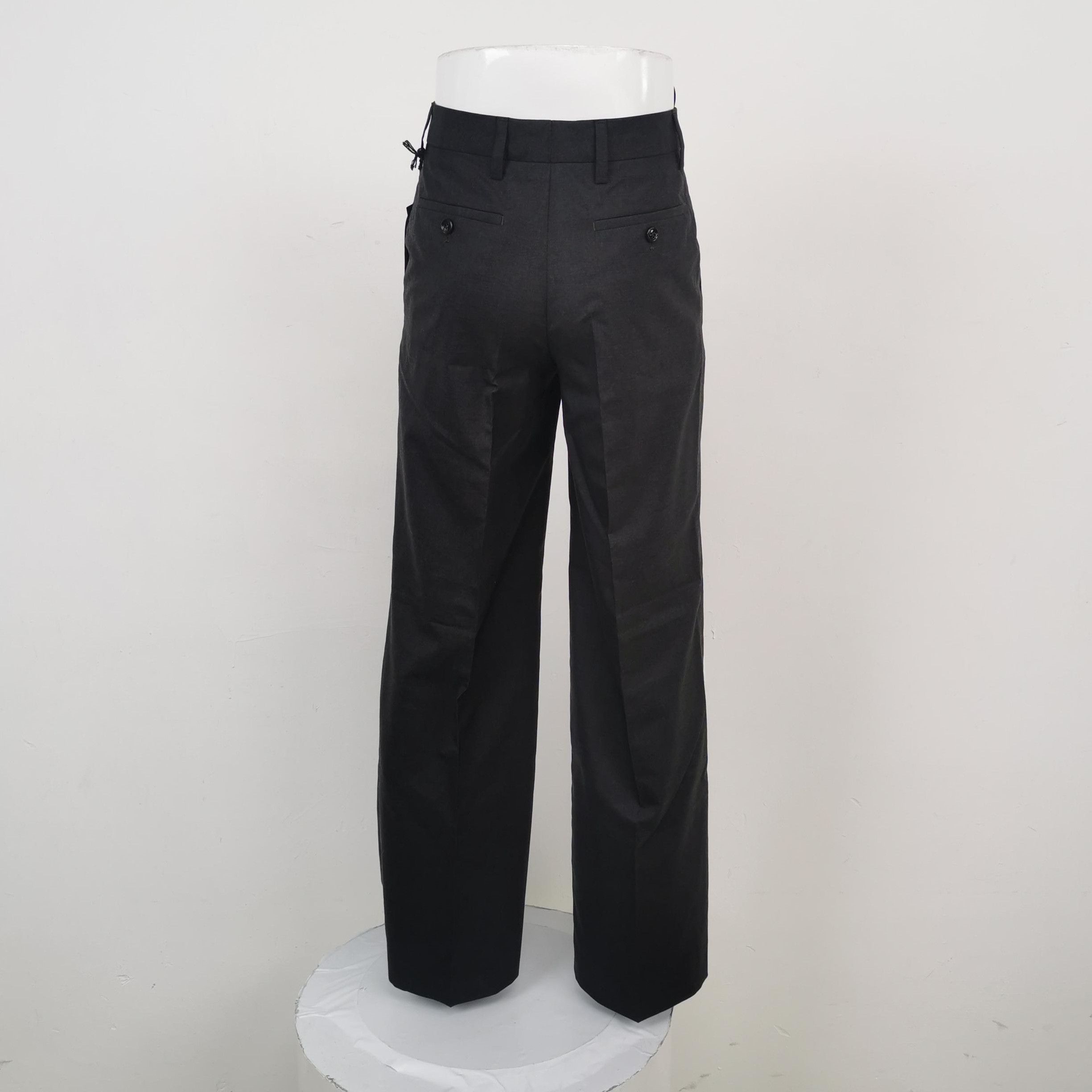 Prada Prada Black Wool Wide-Leg Trousers - dmc Size 38" / US 16 / IT 52 - 2 Thumbnail