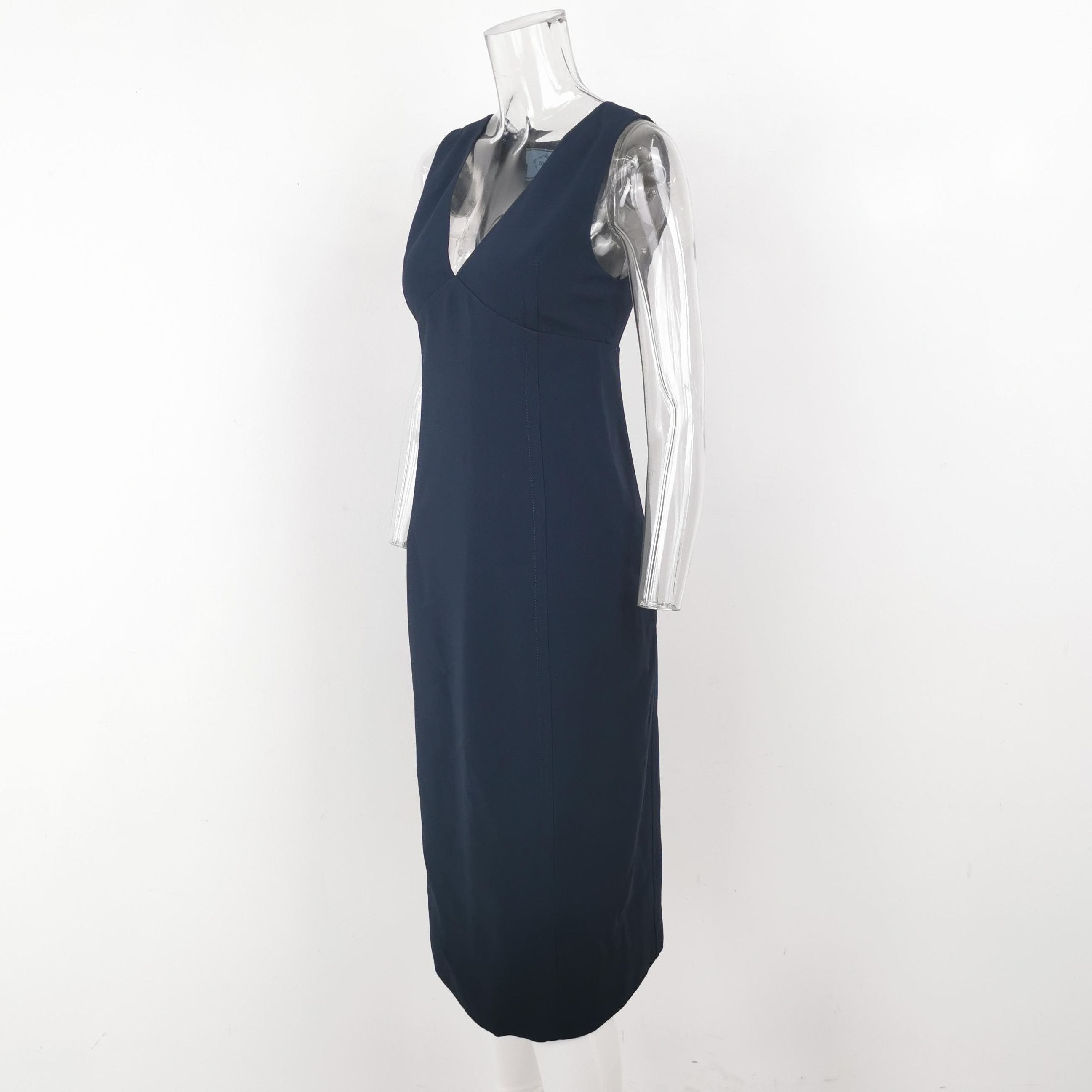 Prada Prada Sleeveless V-Neck Dress in Navy Blue - dmc Size S / US 4 / IT 40 - 2 Thumbnail