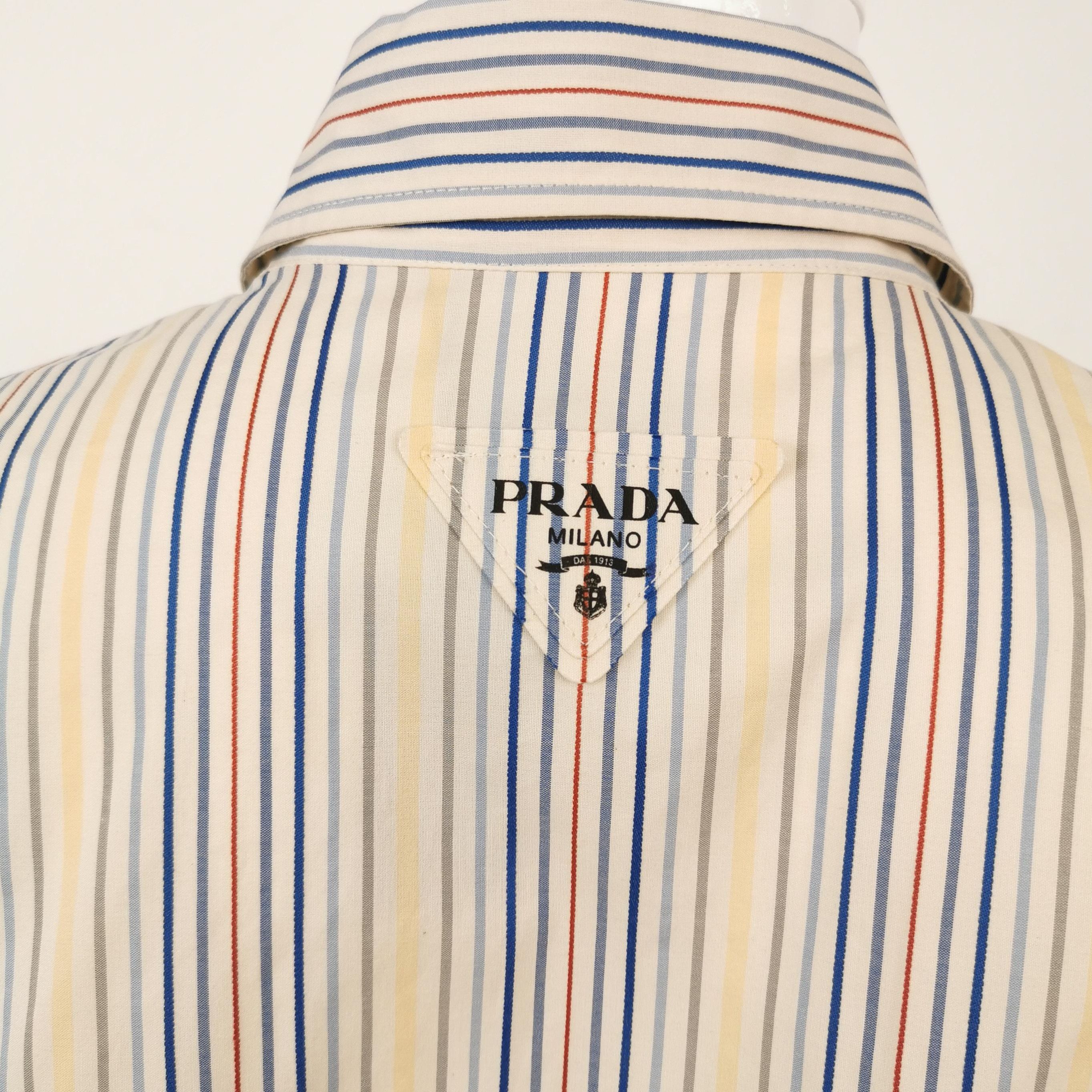 Prada Prada Striped Button-Down Shirt with Waist Tie - dmc Size S / US 4 / IT 40 - 3 Thumbnail