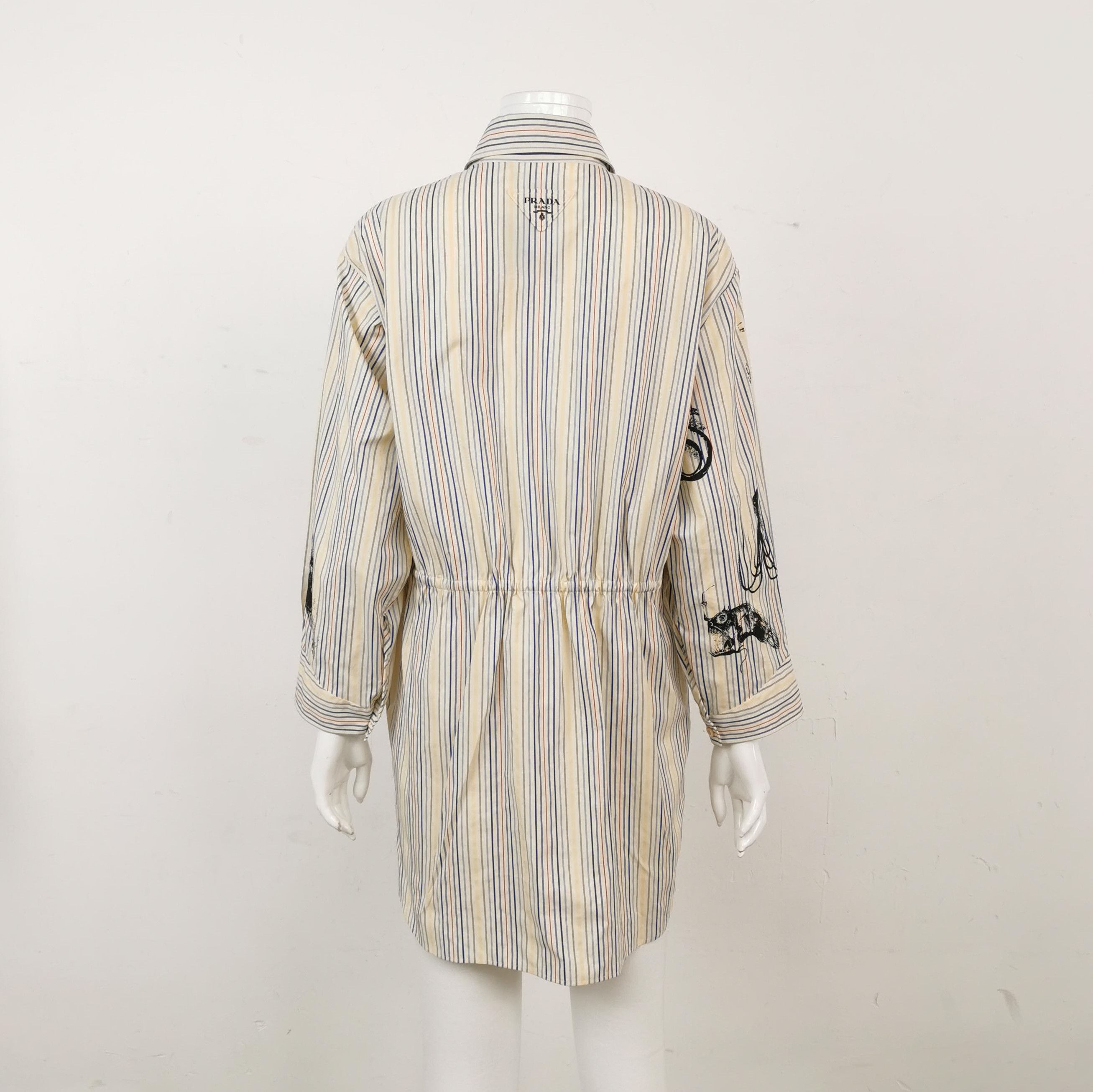 Prada Prada Striped Button-Down Shirt with Waist Tie - dmc Size S / US 4 / IT 40 - 2 Thumbnail