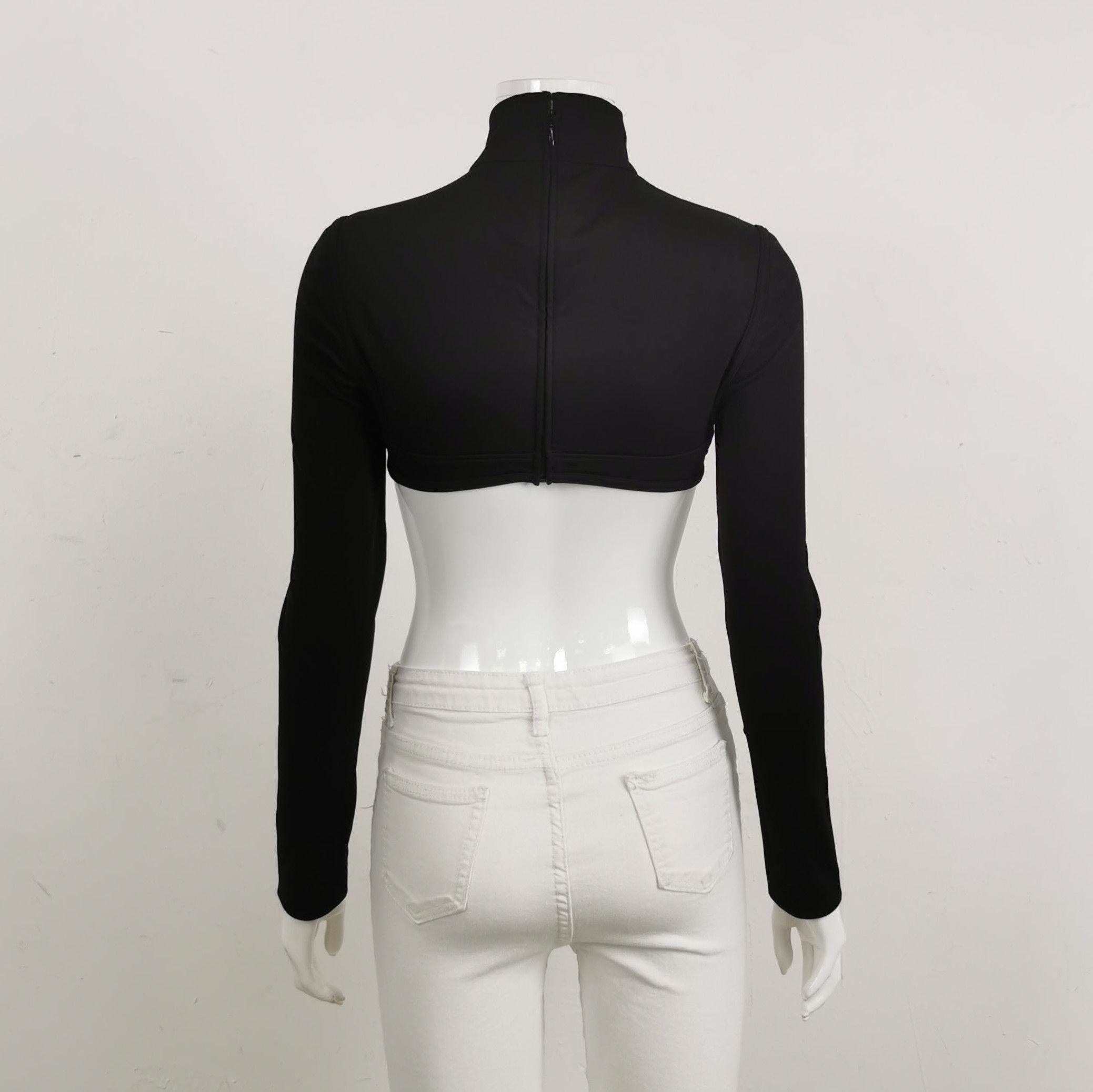 Prada Prada Black High Neck Cutout Long Sleeve Top - dmc Size L / US 10 / IT 46 - 2 Thumbnail