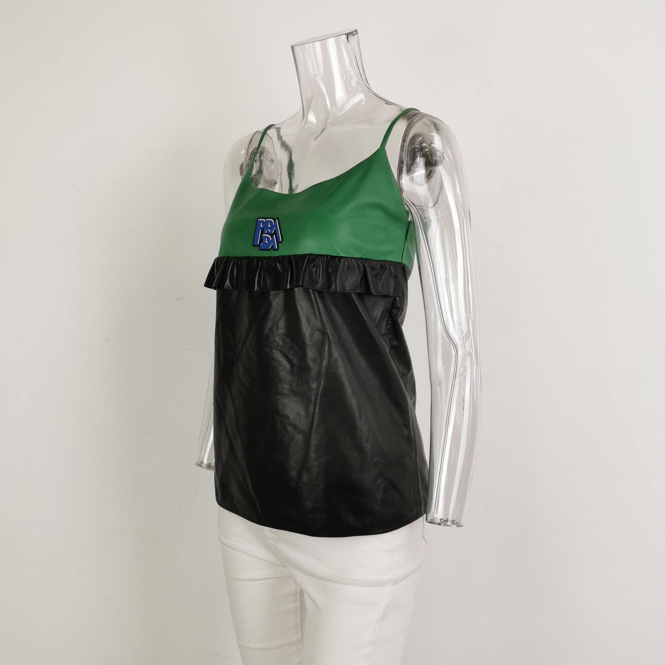 Prada Prada Color-Block Leather Logo Tank Top - dmc Size XS / US 0-2 / IT 36-38 - 2 Thumbnail