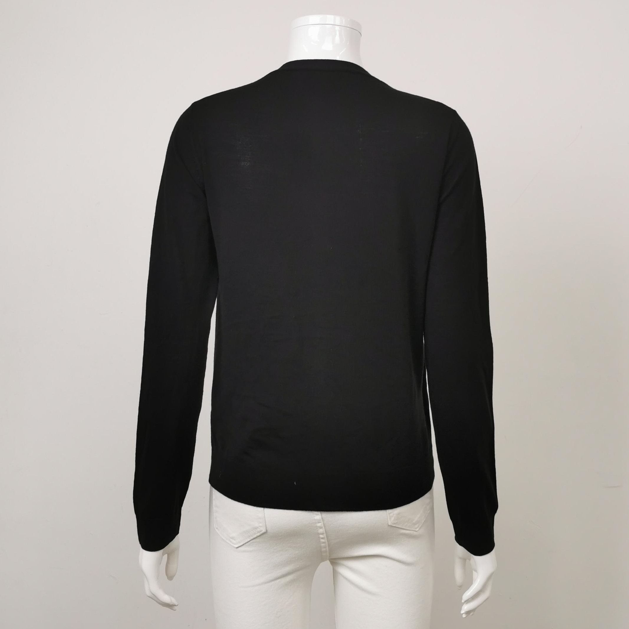 Prada Prada Wool V-Neck Knit Sweater in Black - dmc Size L / US 10 / IT 46 - 2 Thumbnail