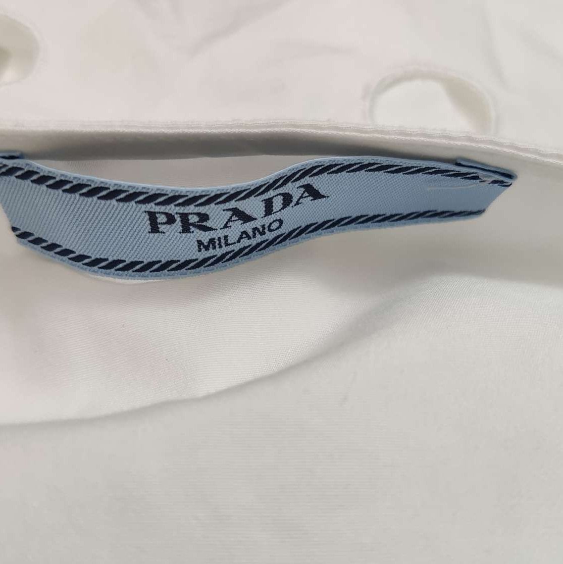 Prada Prada Classic Cotton Dress in White - dmc Size L / US 10 / IT 46 - 7 Thumbnail