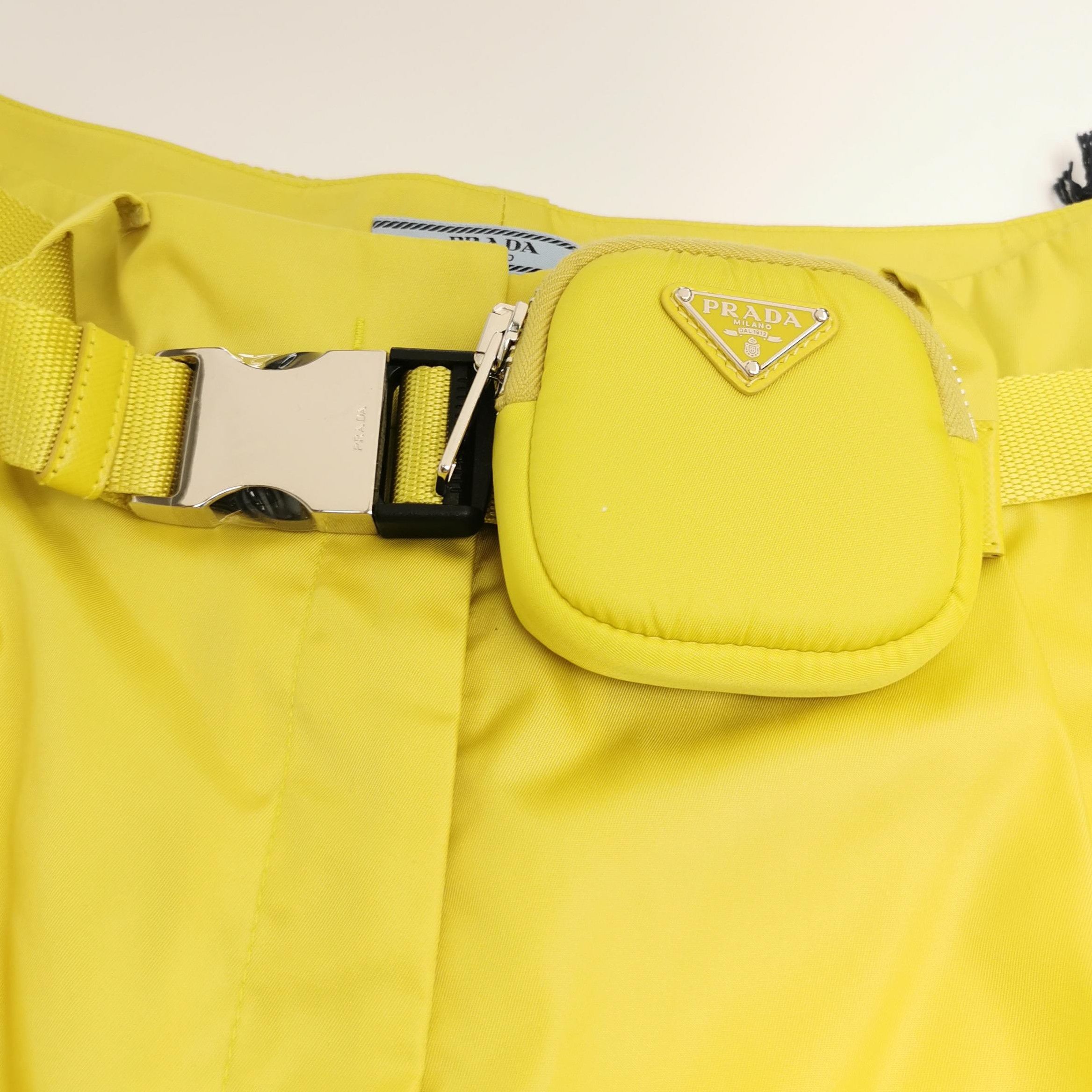 Prada Prada Yellow Belted Shorts with Pockets - dmc Size 40" / US 18 - 3 Thumbnail