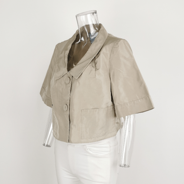 Prada Prada Silk Short Sleeve Blouse with Collar - dmc Size XL / US 12-14 / IT 48-50 - 2 Thumbnail
