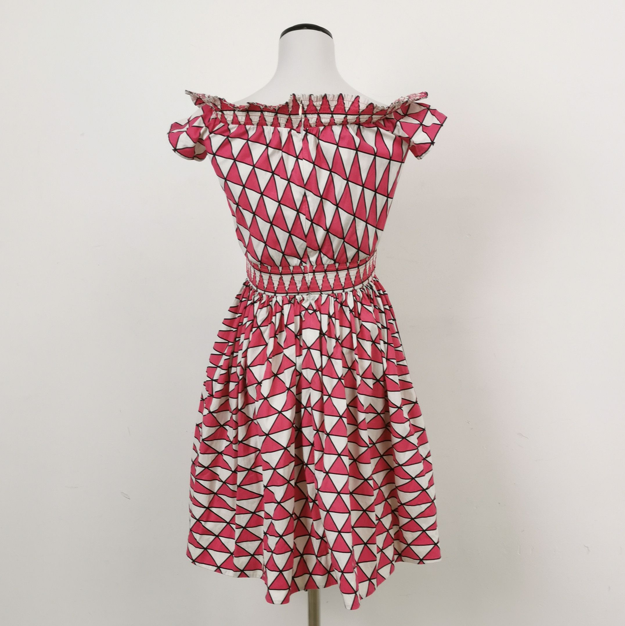 Prada Prada Off-Shoulder Triangle Print Dress - dmc Size L / US 10 / IT 46 - 2 Thumbnail