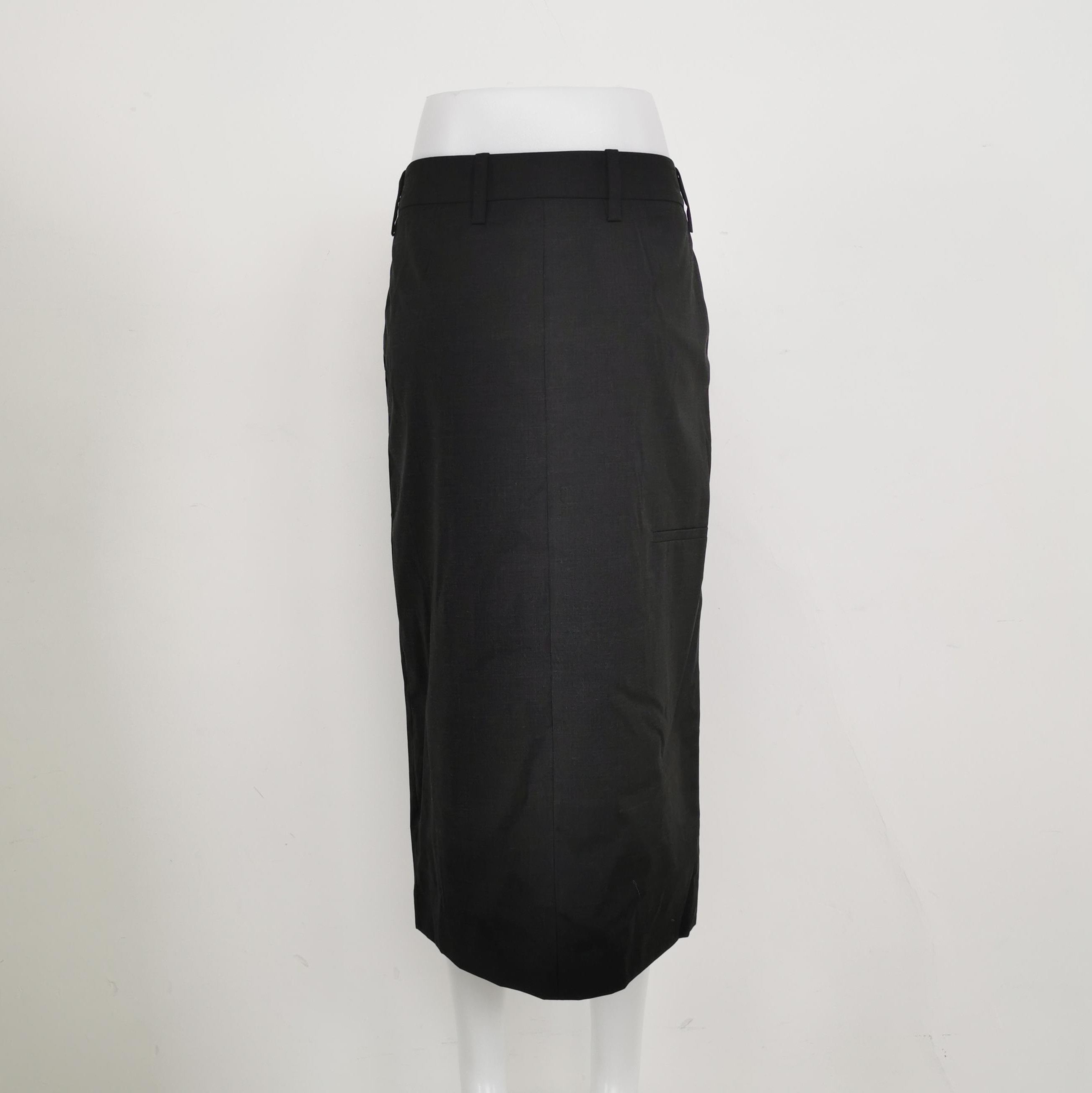 Prada Prada Black Wool Midi Skirt Size 38 - dmc Size 38" / US 16 / IT 52 - 2 Thumbnail