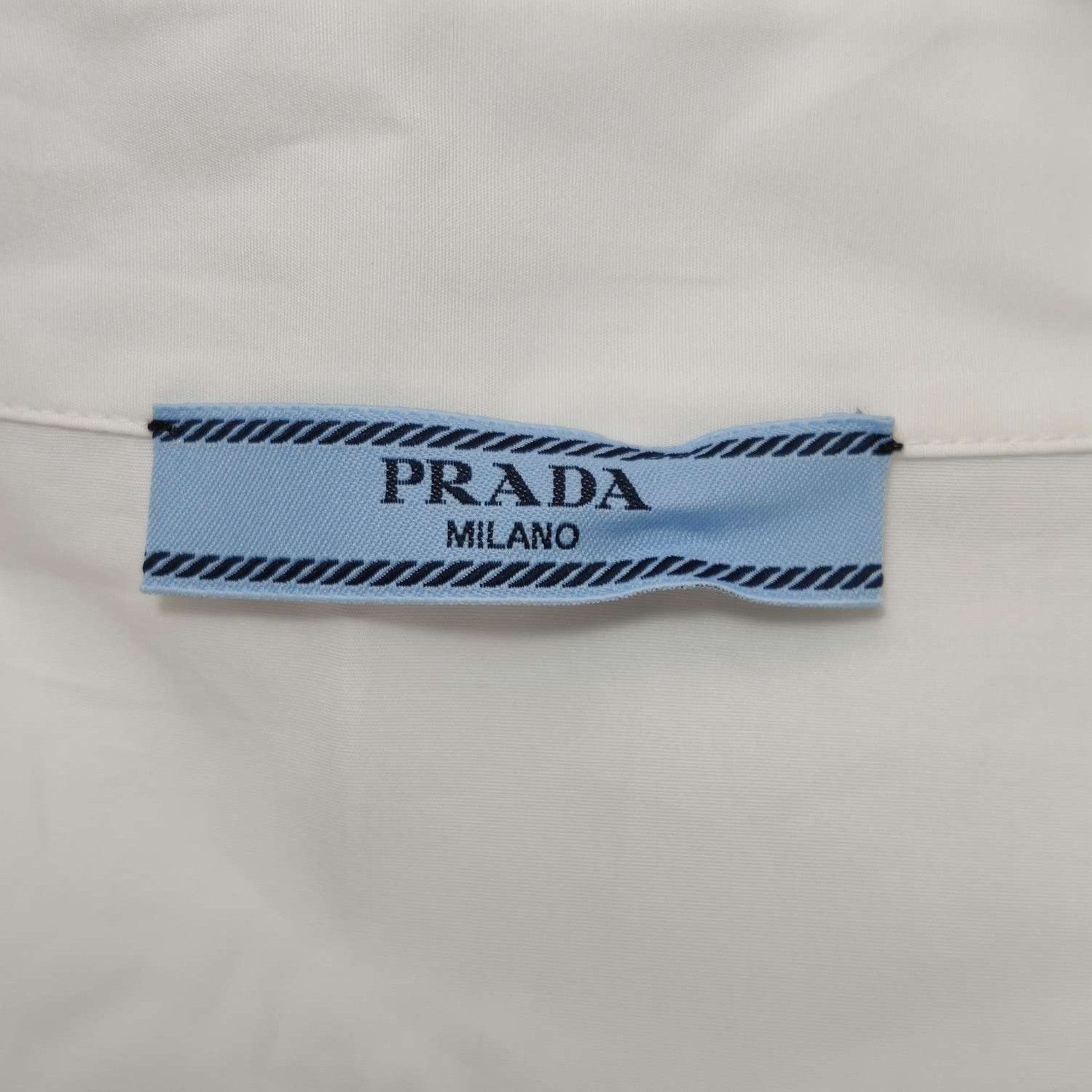 Prada Prada Cropped Button-Up Shirt in White - dmc Size L / US 10 / IT 46 - 5 Thumbnail