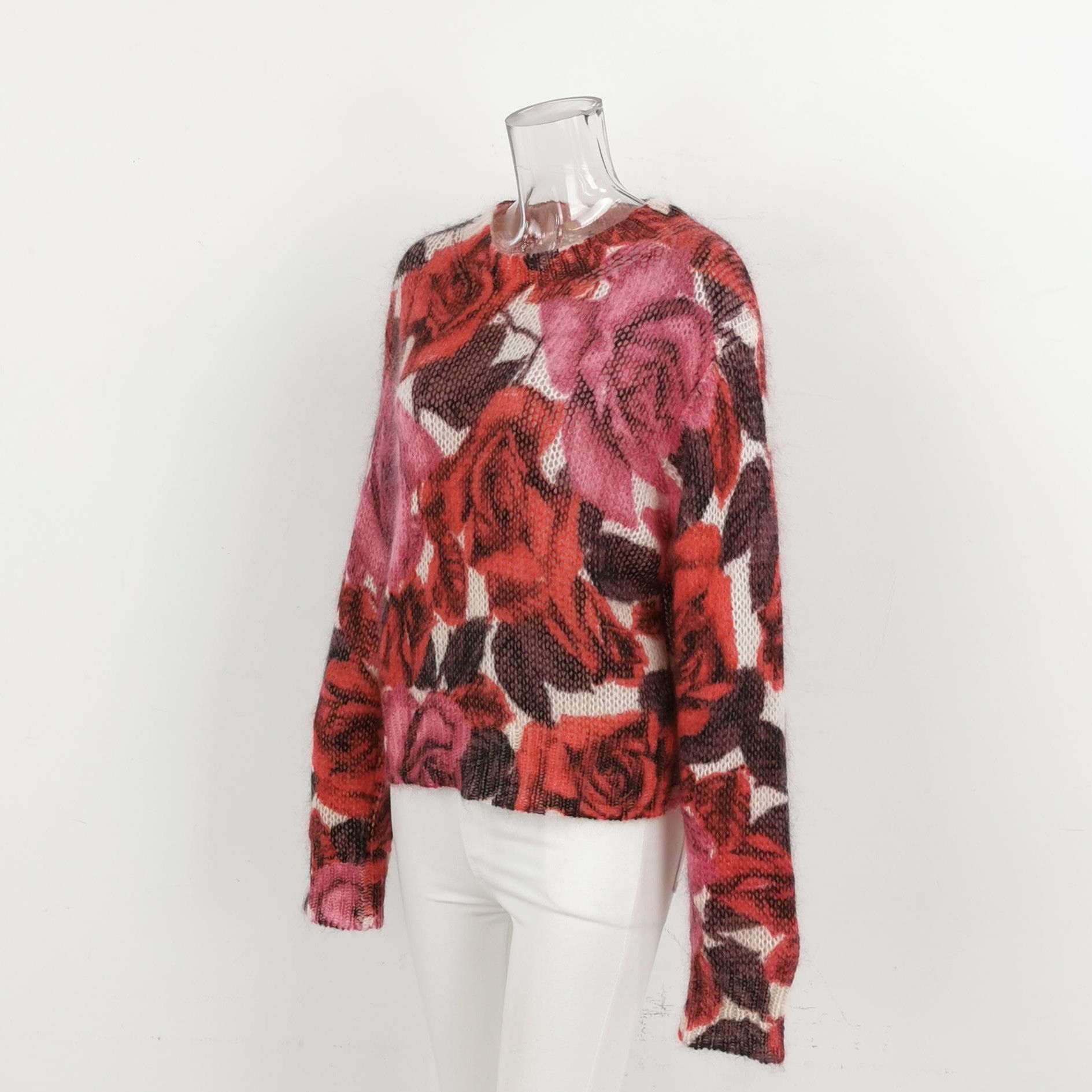 Prada Prada Floral Knit Long Sleeve Sweater - dmc Size L / US 10 / IT 46 - 2 Thumbnail