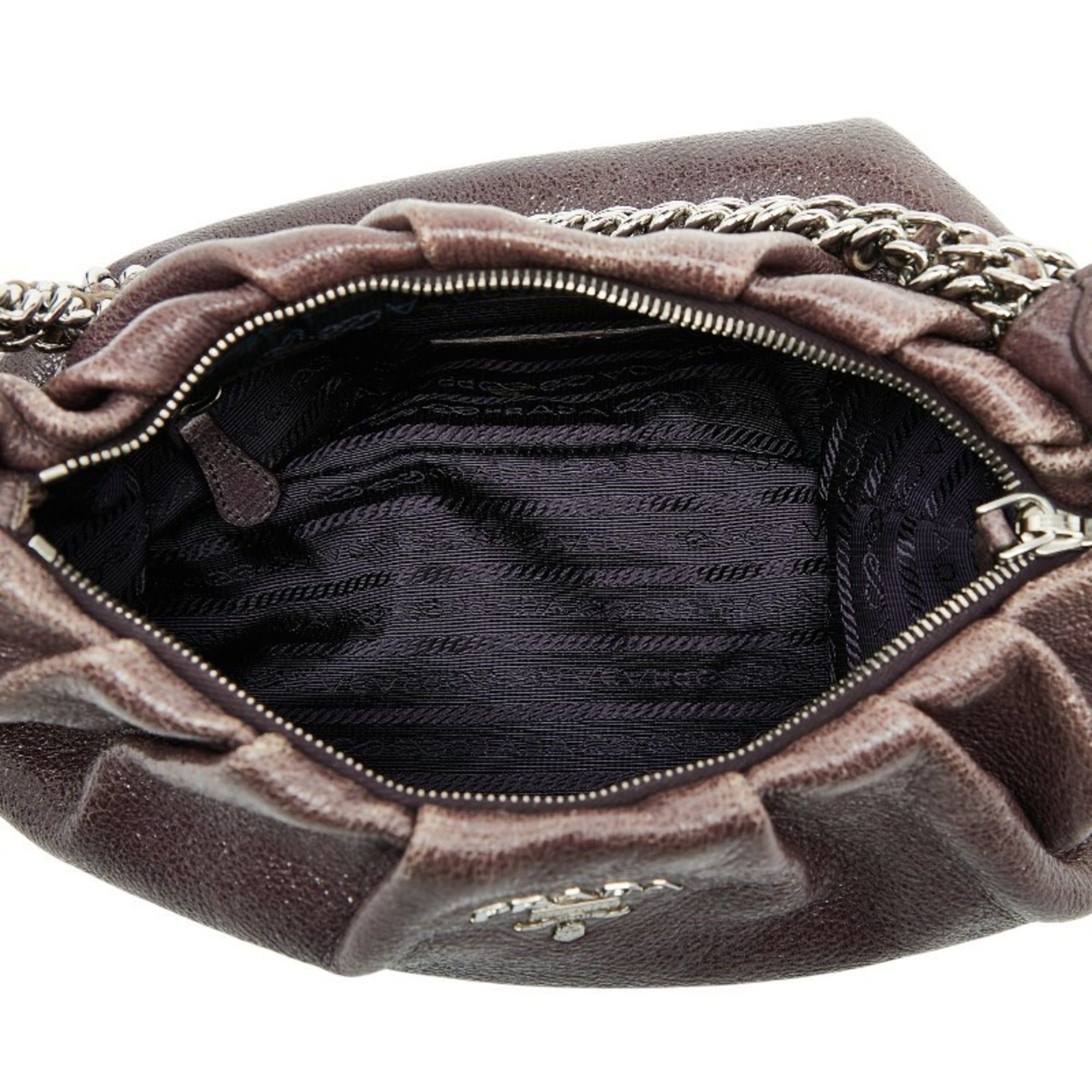 Prada Prada logo hardware chain one-shoulder bag handbag purple leather women's PRADA Size ONE SIZE - 6 Thumbnail