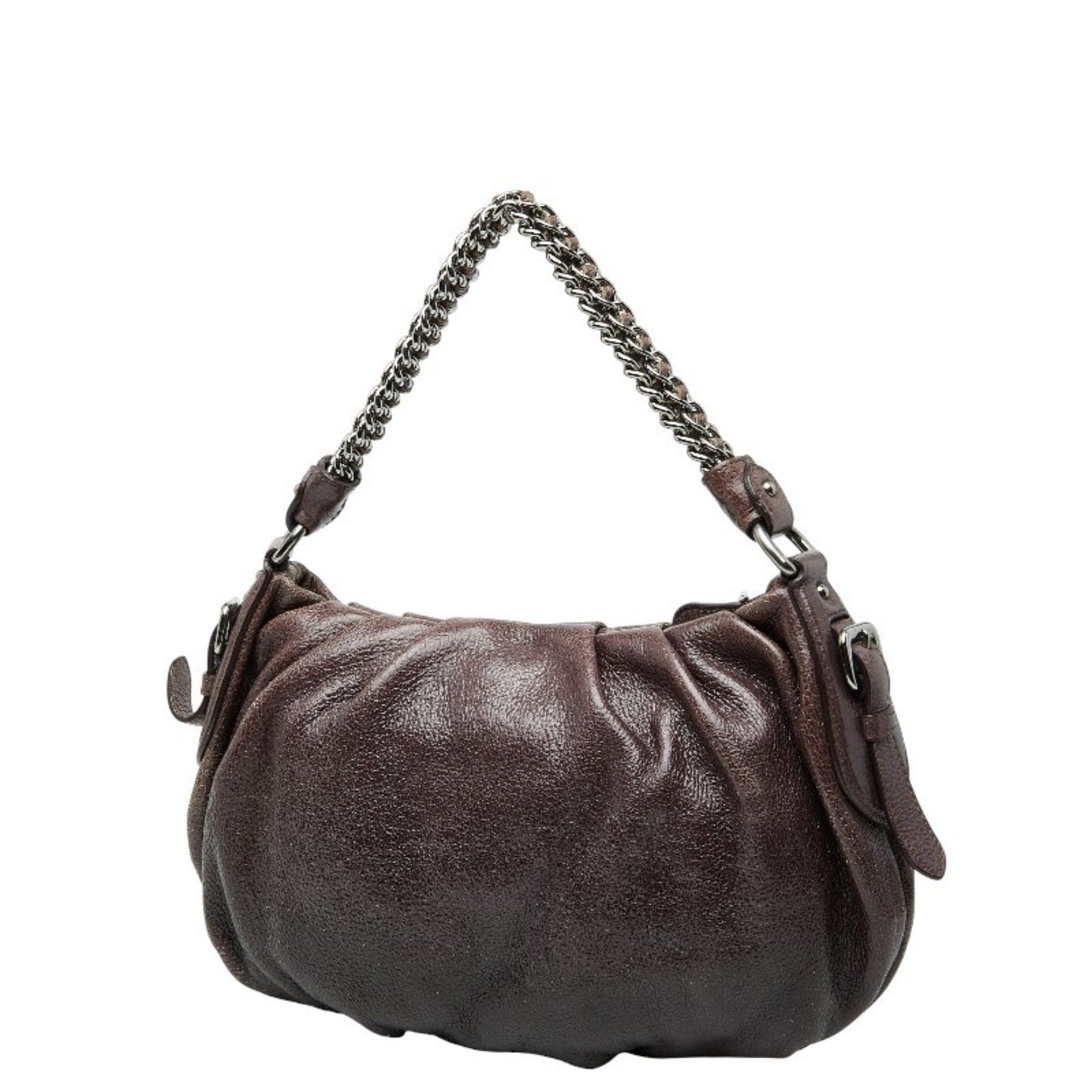Prada Prada logo hardware chain one-shoulder bag handbag purple leather women's PRADA Size ONE SIZE - 2 Thumbnail