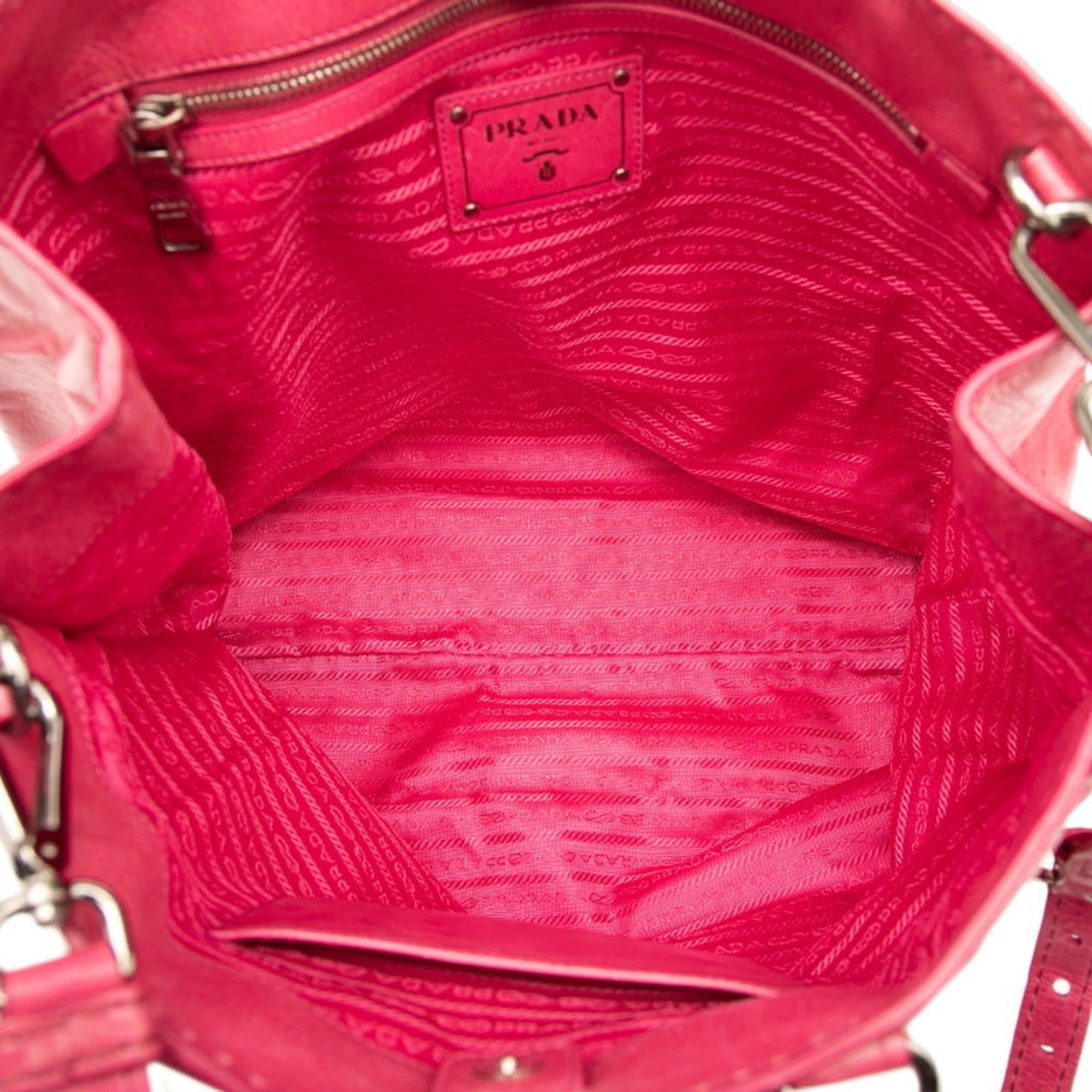 Prada Prada Triangle Logo Plate Handbag/Shoulder Bag, 2-Way, Pink Leather, Women's, PRADA Size ONE SIZE - 4 Thumbnail