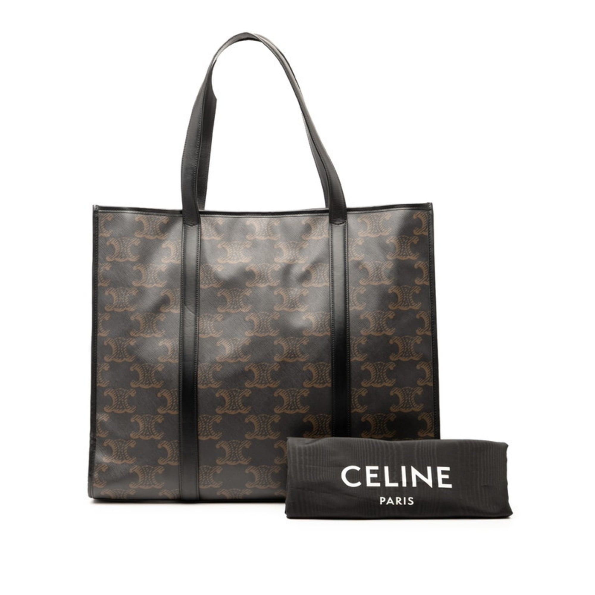 Celine Celine Triomphe Tote Bag Shoulder Black Brown Leather Women's CELINE Size ONE SIZE - 8 Thumbnail