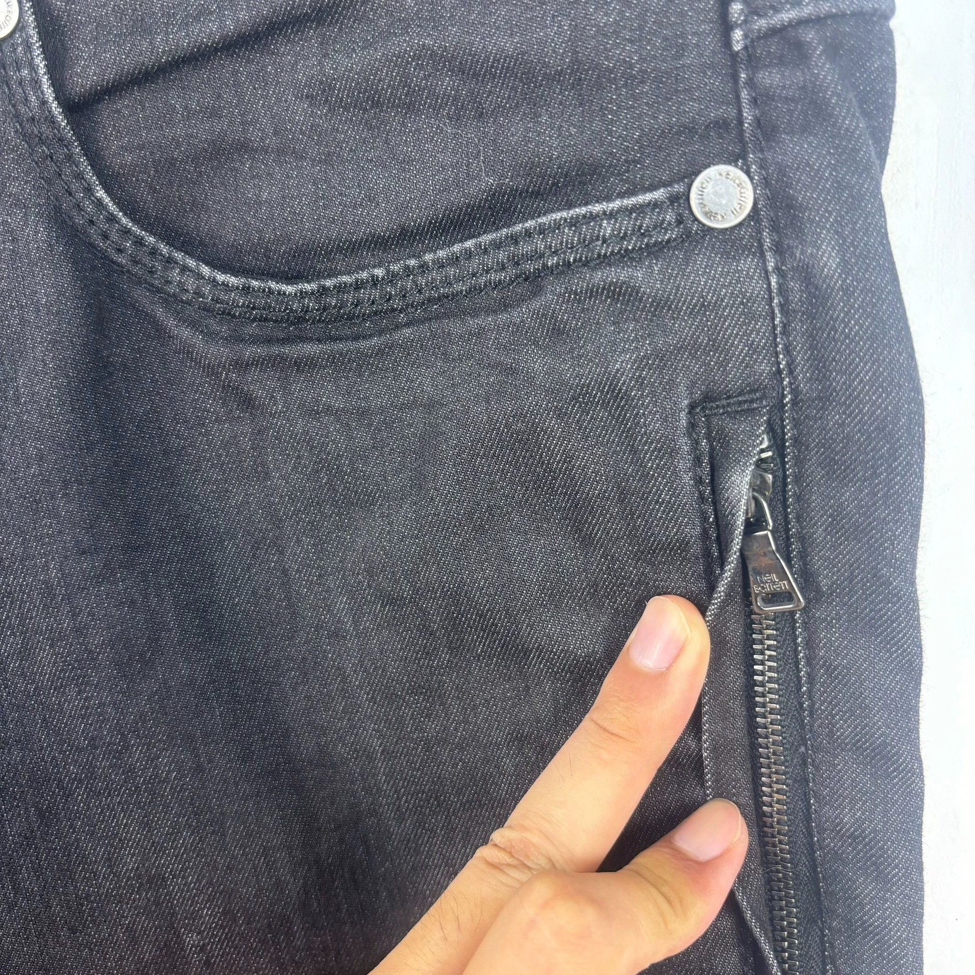 Neil Barrett black denim motorcycle panel jeans size 33 Size US 33 - 4 Thumbnail