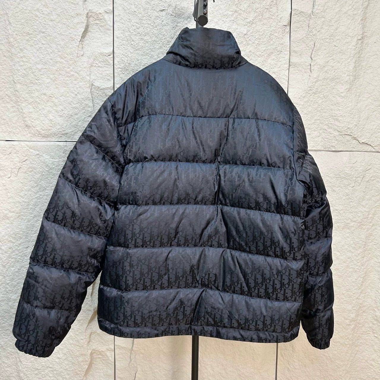 Dior black printed short down jacket by dior Size L / US 10 / IT 46 - 2 Thumbnail
