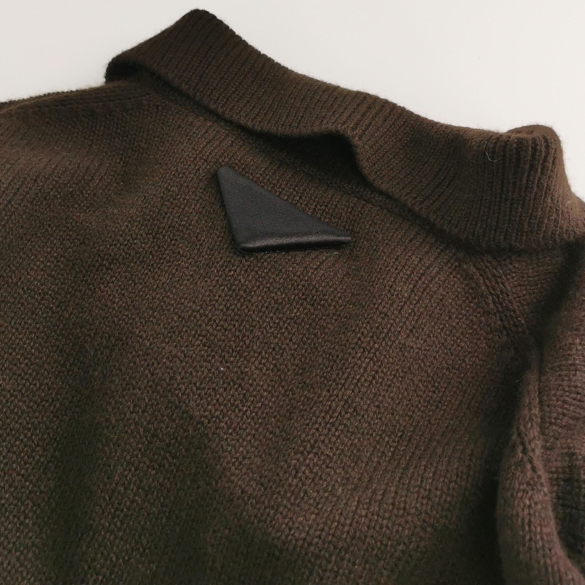 Prada Prada Wool Long Sleeve Polo Sweater in Dark Brown - dmc Size M / US 6-8 / IT 42-44 - 3 Thumbnail
