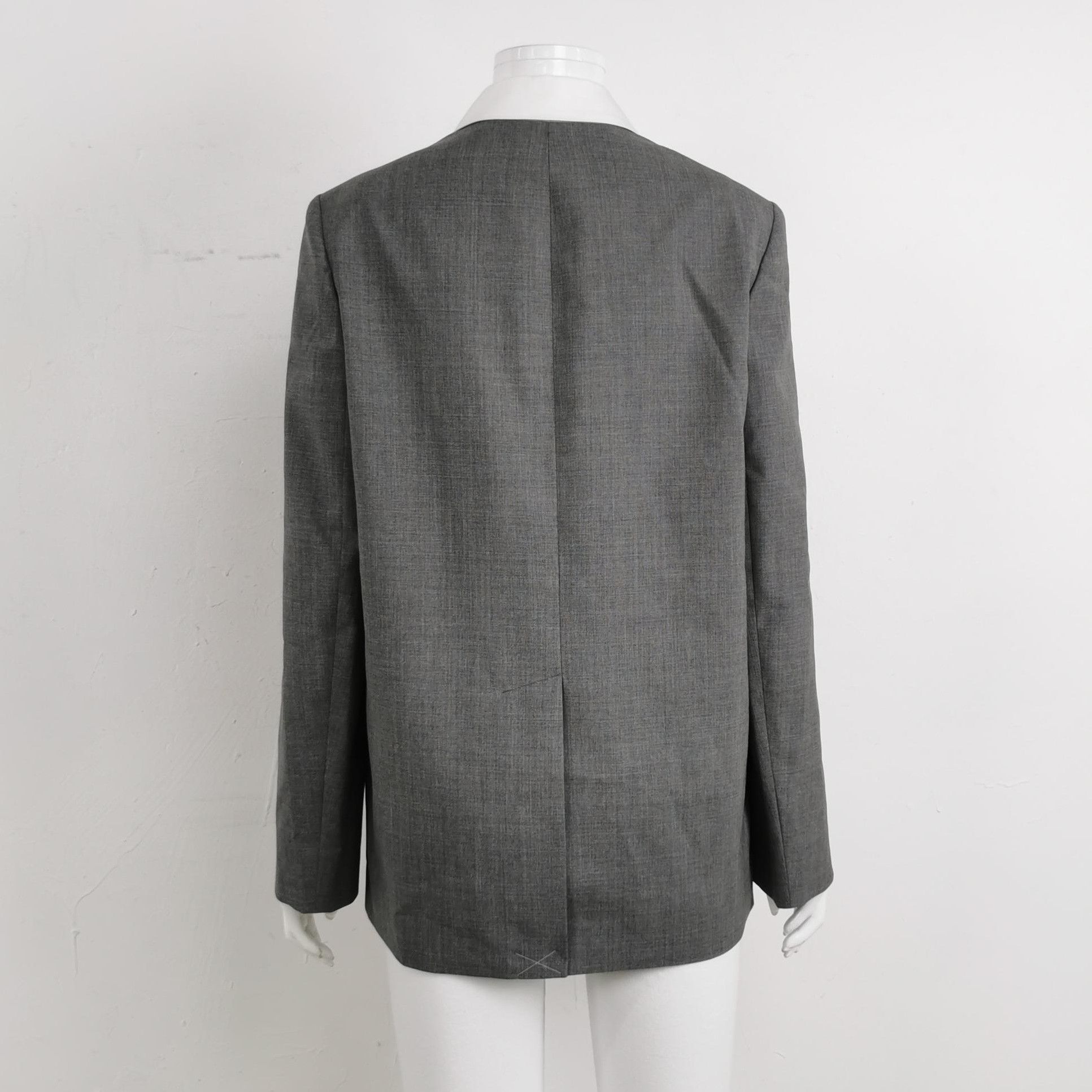 Prada Prada Contrast Collar Wool Coat in Gray - dmc Size S / US 4 / IT 40 - 2 Thumbnail