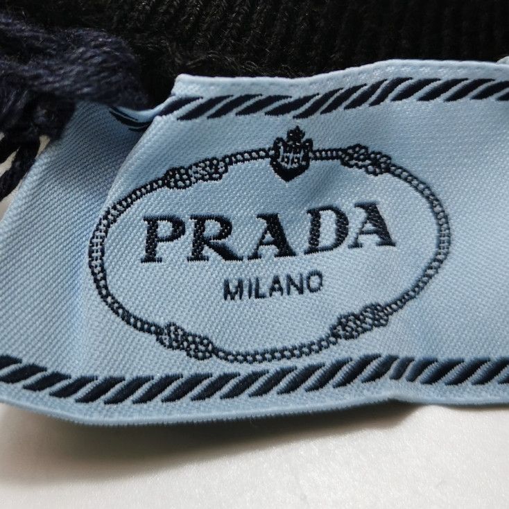 Prada Prada Ribbed Black Knit Sweater with Logo - dmc Size S / US 4 / IT 40 - 6 Thumbnail