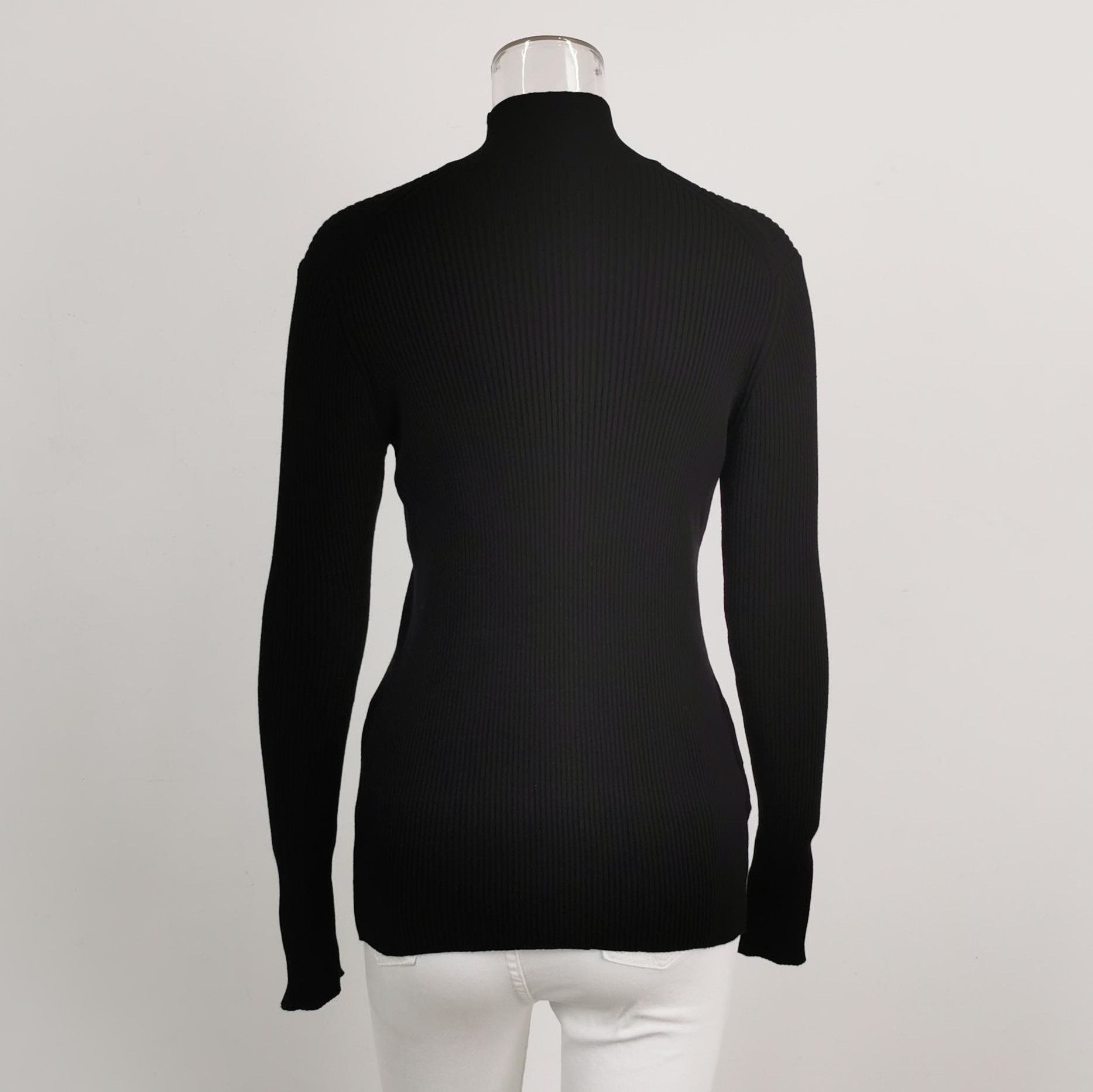 Prada Prada Ribbed Black Knit Sweater with Logo - dmc Size S / US 4 / IT 40 - 2 Thumbnail
