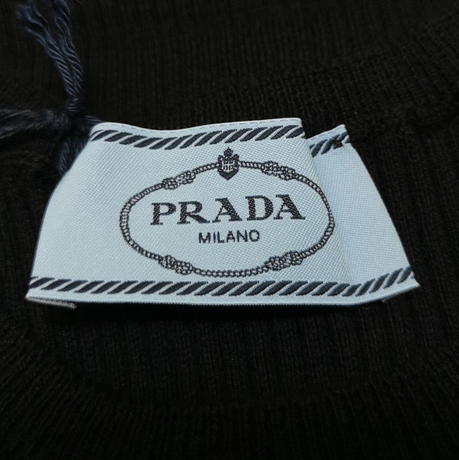 Prada Prada Black Cotton Triangle Logo Knit Top - dmc Size M / US 6-8 / IT 42-44 - 5 Thumbnail