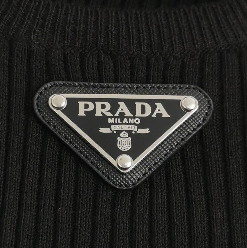 Prada Prada Black Cotton Ribbed Knit Sweater - dmc Size XS / US 0-2 / IT 36-38 - 3 Thumbnail