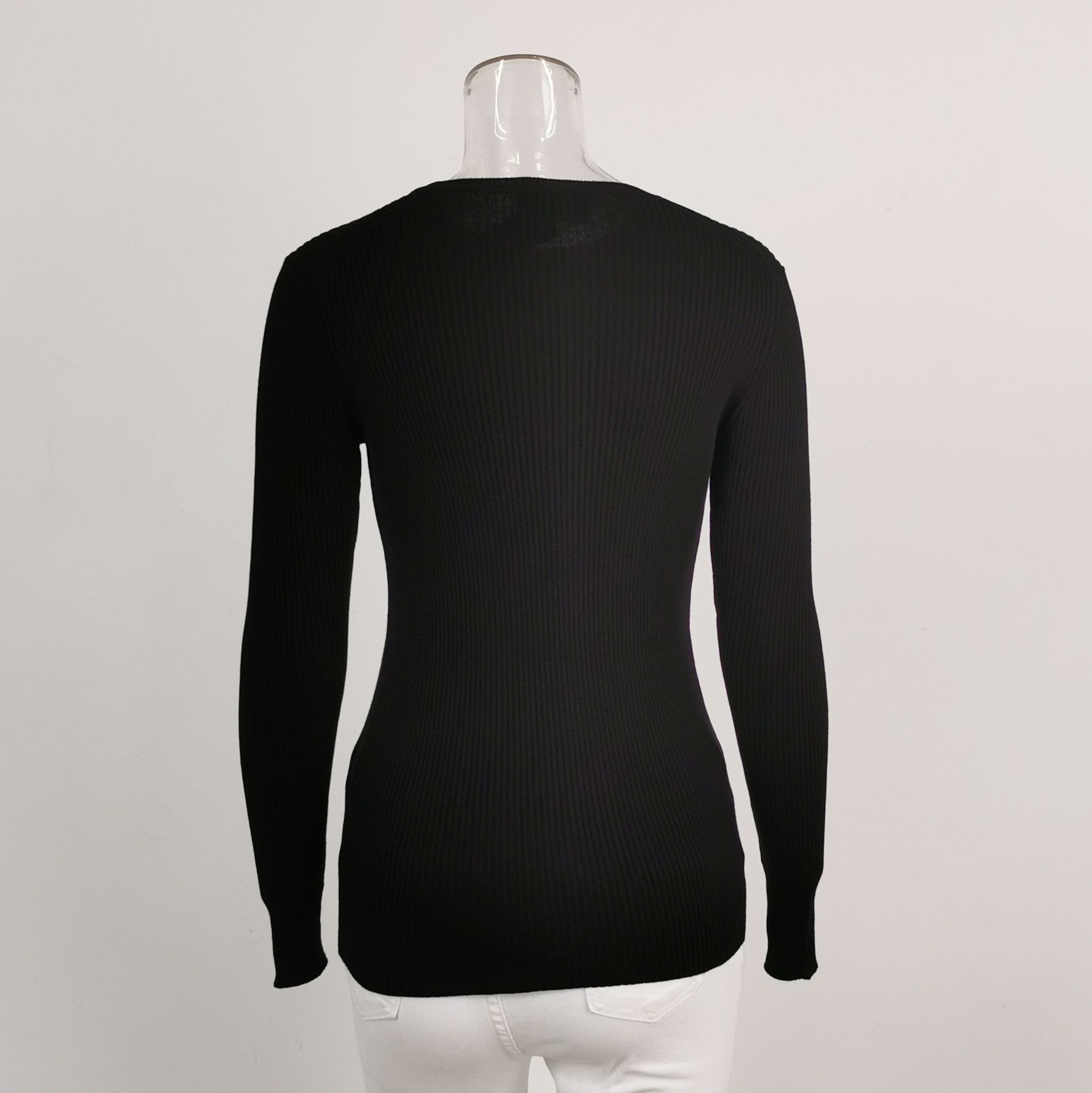 Prada Prada Black Cotton Ribbed Knit Sweater - dmc Size XS / US 0-2 / IT 36-38 - 2 Thumbnail