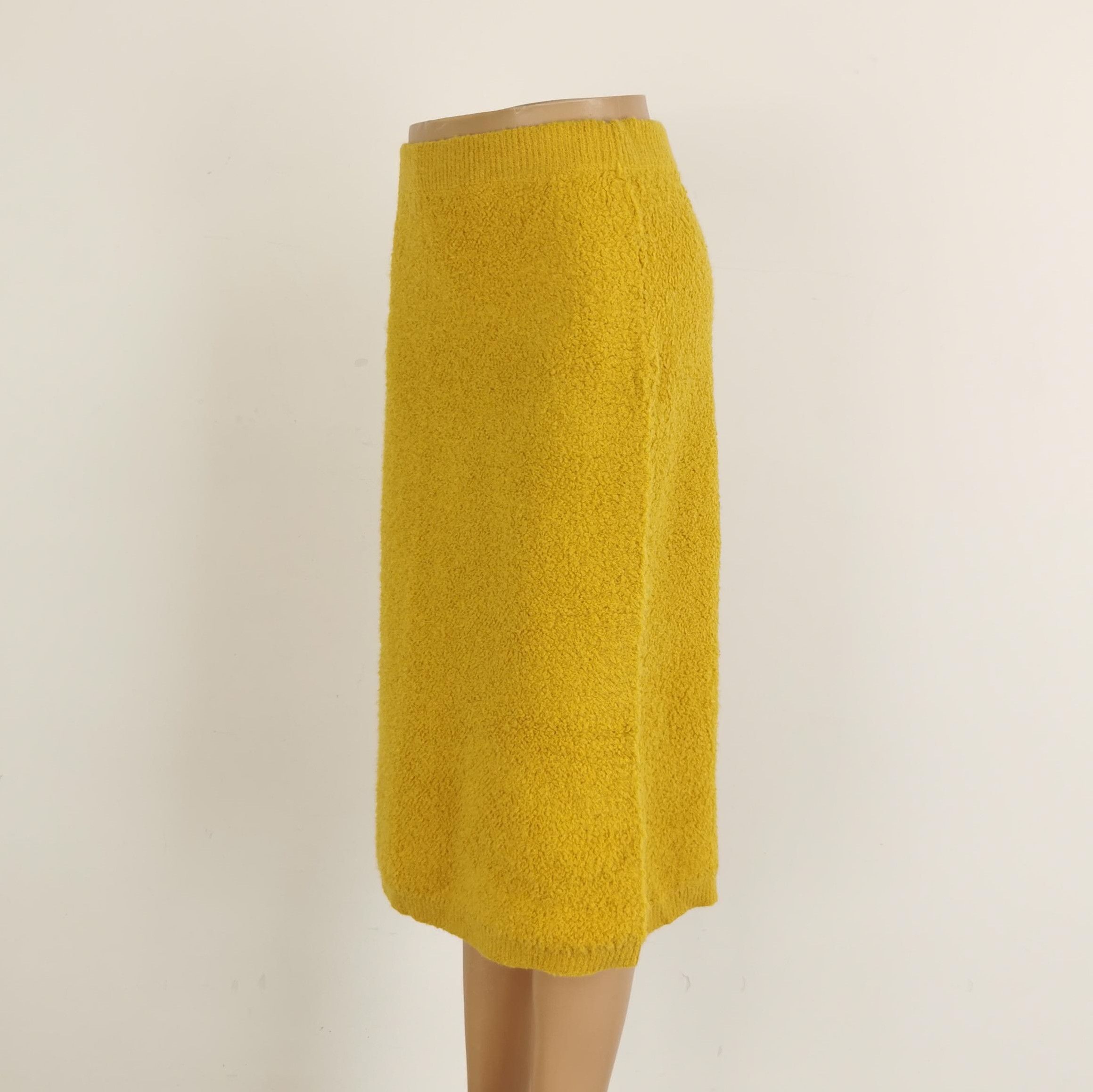 Prada Prada Yellow Alpaca Blend Midi Skirt - dmc Size 42" / US 20 - 2 Thumbnail