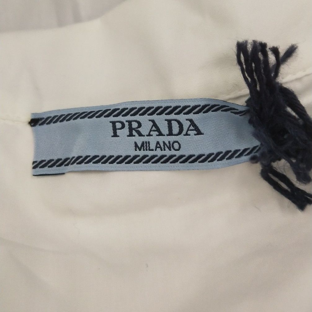 Prada Prada Off-Shoulder Cotton Logo Top with Feathers - dmc Size M / US 6-8 / IT 42-44 - 9 Thumbnail