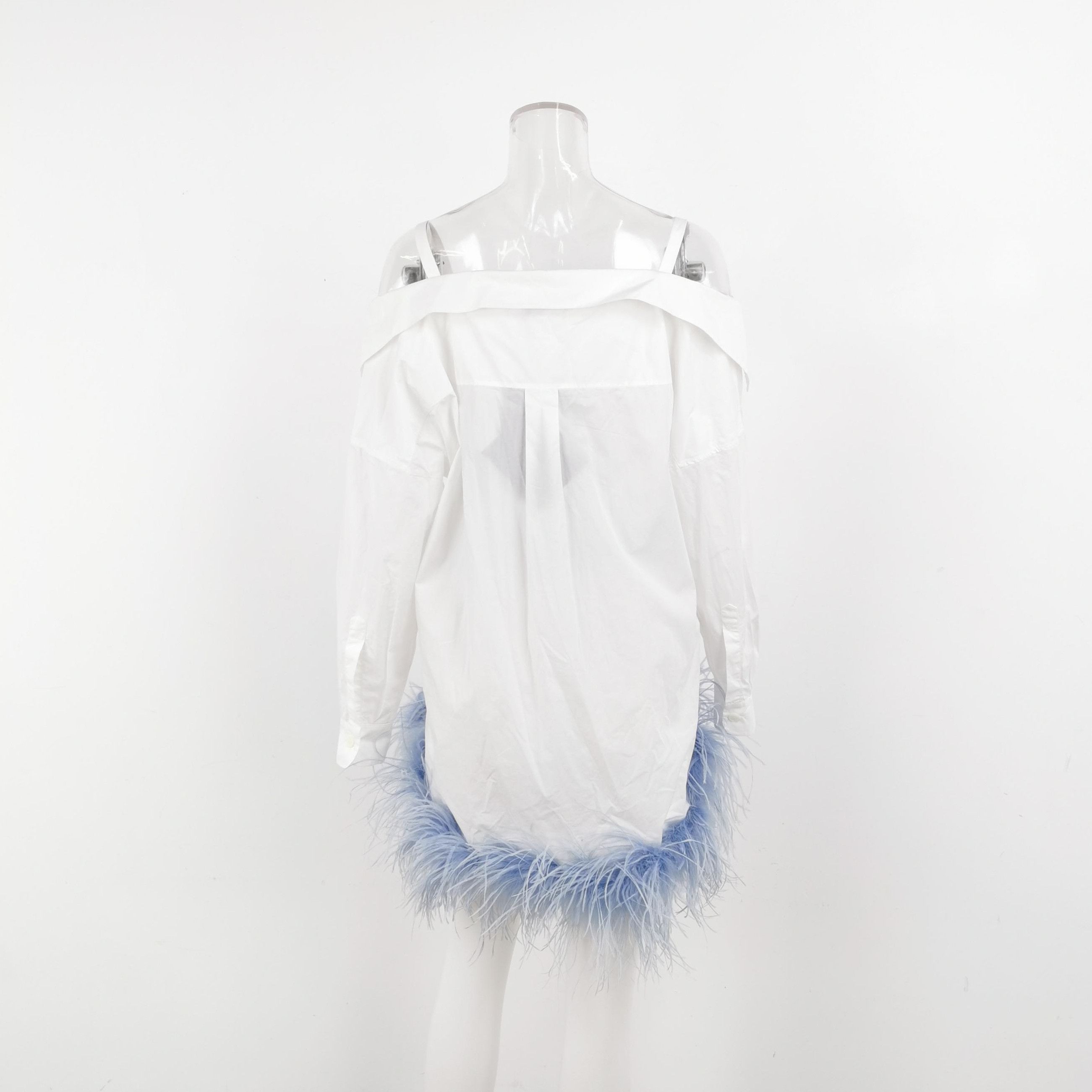 Prada Prada Off-Shoulder Cotton Logo Top with Feathers - dmc Size M / US 6-8 / IT 42-44 - 3 Thumbnail
